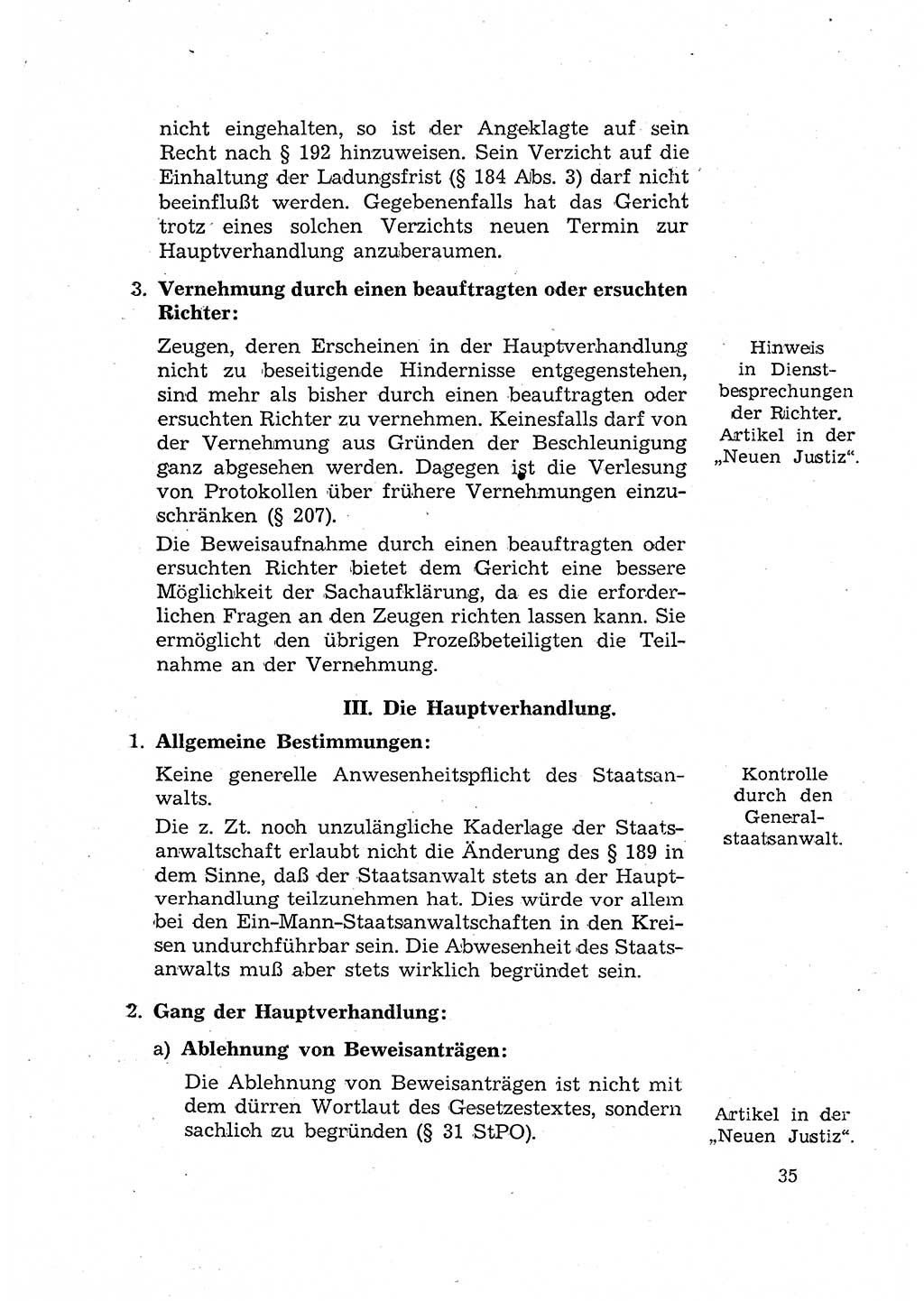 Bericht der Kommission zur Überprüfung der Anwendung der StPO (Strafprozeßordnung) [Deutsche Demokratische Republik (DDR)] 1956, Seite 35 (Ber. StPO DDR 1956, S. 35)