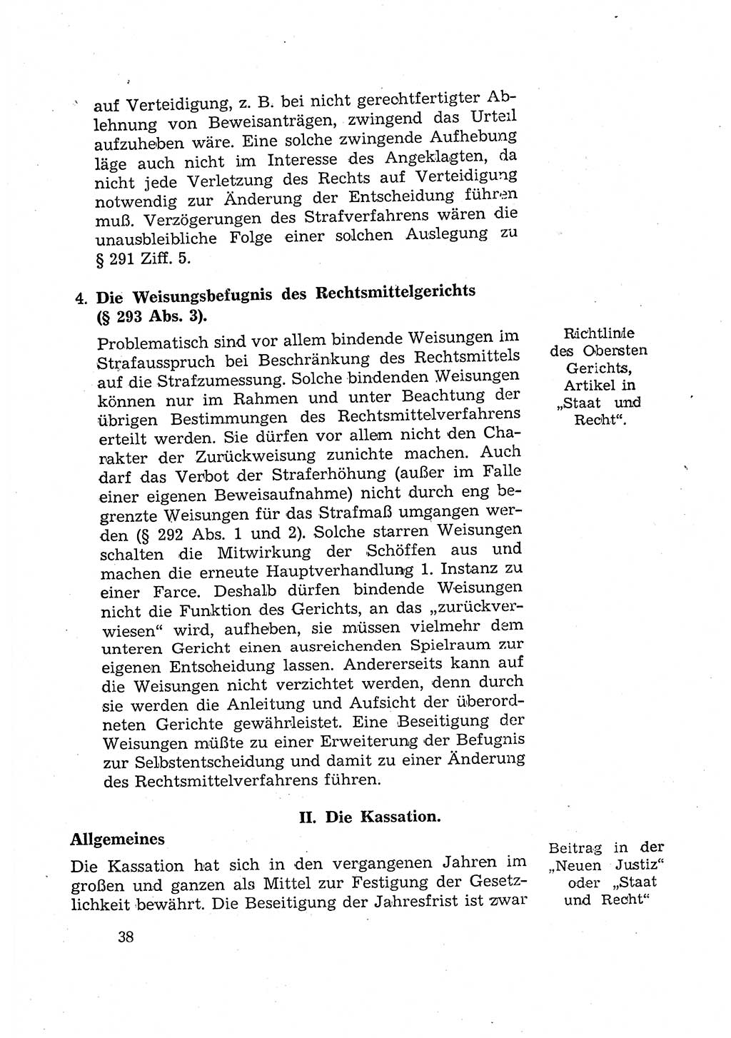 Bericht der Kommission zur Überprüfung der Anwendung der StPO (Strafprozeßordnung) [Deutsche Demokratische Republik (DDR)] 1956, Seite 38 (Ber. StPO DDR 1956, S. 38)