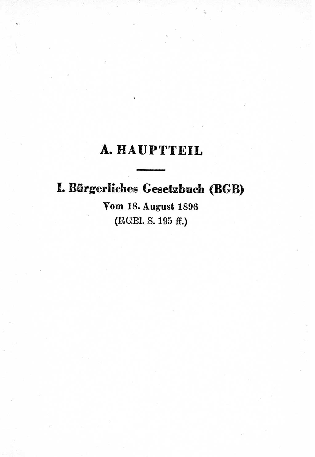 Bürgerliches Gesetzbuch (BGB) nebst wichtigen Nebengesetzen [Deutsche Demokratische Republik (DDR)] 1956, Seite 1 (BGB Nebenges. DDR 1956, S. 1)