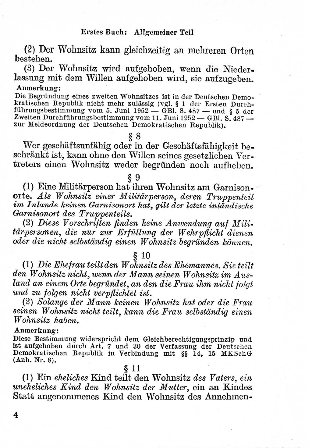 Bürgerliches Gesetzbuch (BGB) nebst wichtigen Nebengesetzen [Deutsche Demokratische Republik (DDR)] 1956, Seite 4 (BGB Nebenges. DDR 1956, S. 4)