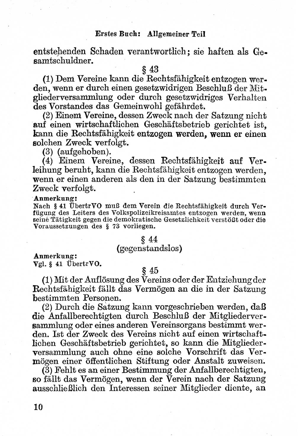 Bürgerliches Gesetzbuch (BGB) nebst wichtigen Nebengesetzen [Deutsche Demokratische Republik (DDR)] 1956, Seite 10 (BGB Nebenges. DDR 1956, S. 10)