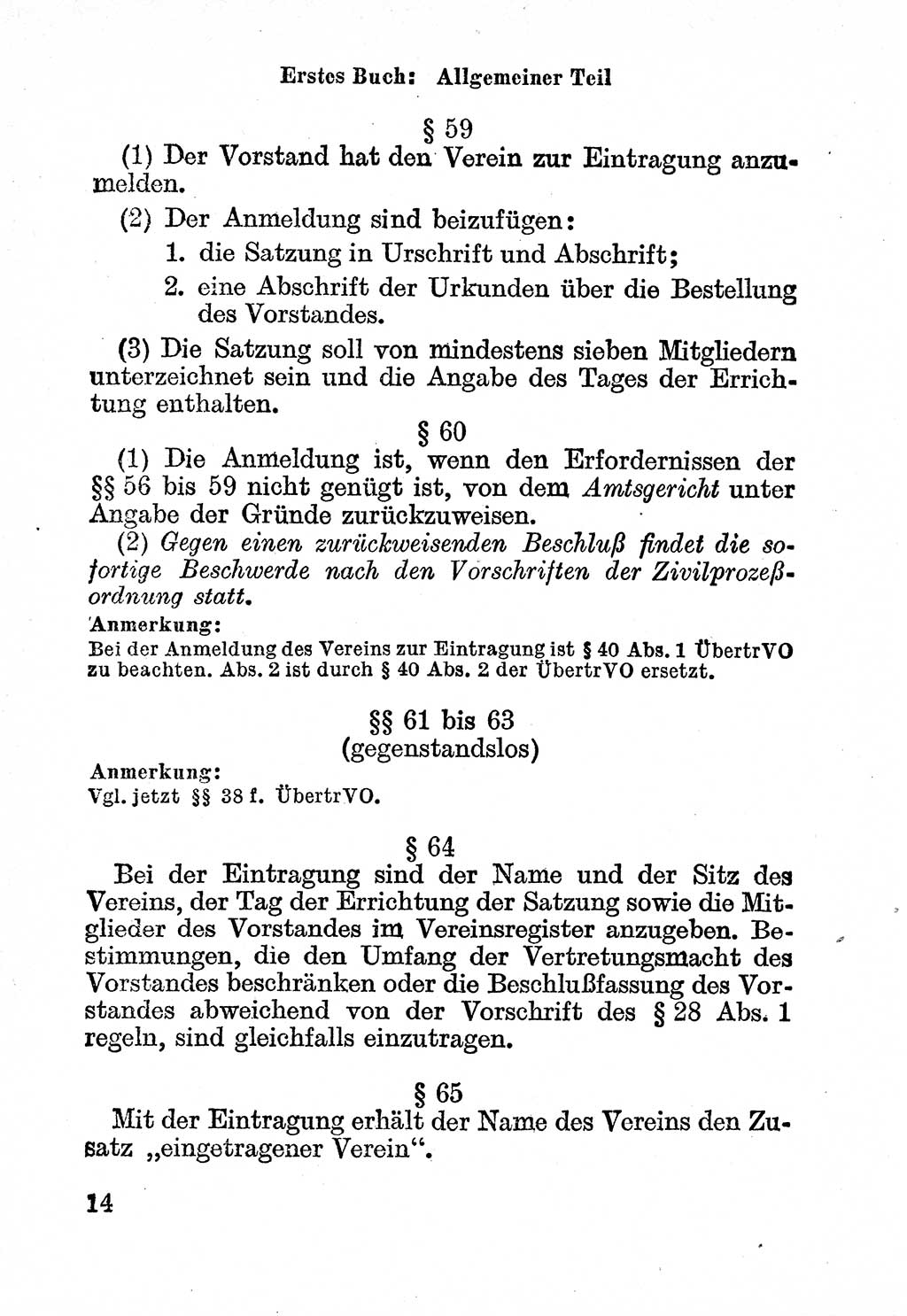 Bürgerliches Gesetzbuch (BGB) nebst wichtigen Nebengesetzen [Deutsche Demokratische Republik (DDR)] 1956, Seite 14 (BGB Nebenges. DDR 1956, S. 14)