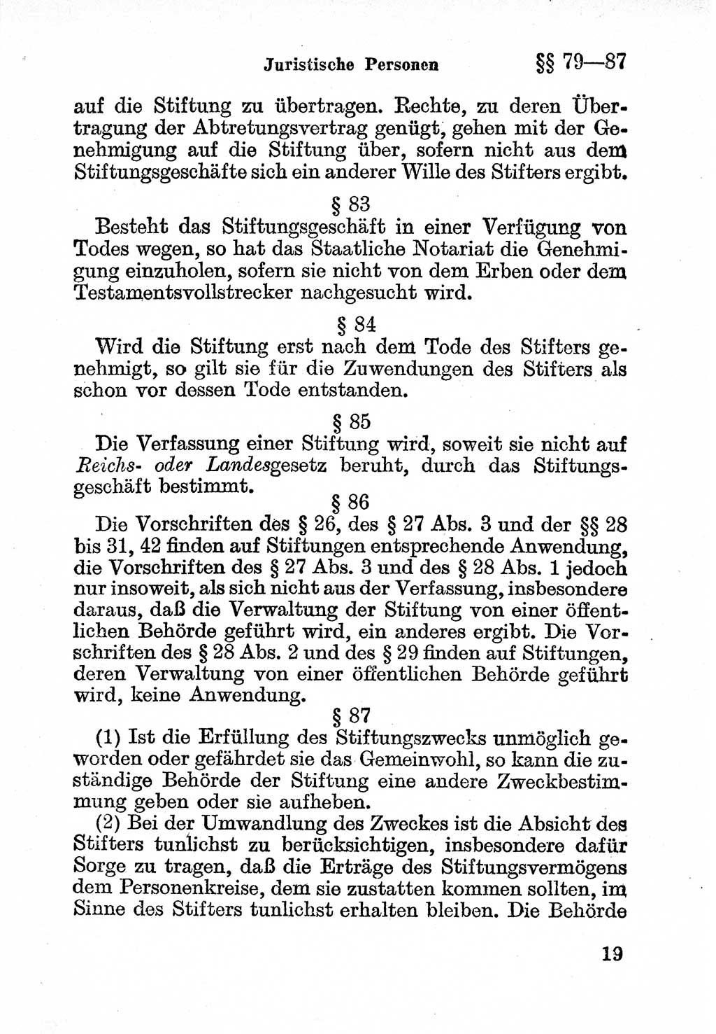 Bürgerliches Gesetzbuch (BGB) nebst wichtigen Nebengesetzen [Deutsche Demokratische Republik (DDR)] 1956, Seite 19 (BGB Nebenges. DDR 1956, S. 19)