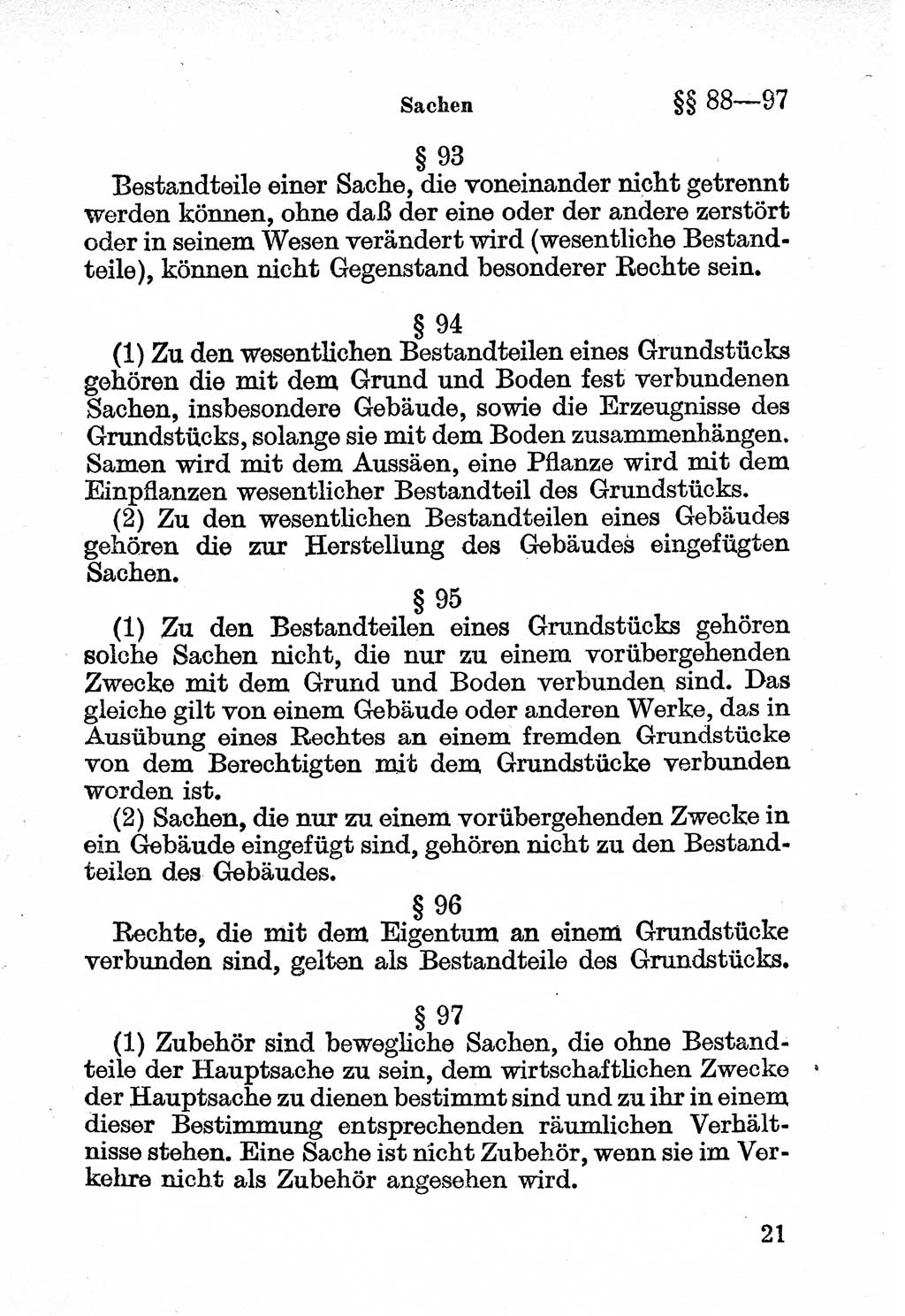 Bürgerliches Gesetzbuch (BGB) nebst wichtigen Nebengesetzen [Deutsche Demokratische Republik (DDR)] 1956, Seite 21 (BGB Nebenges. DDR 1956, S. 21)