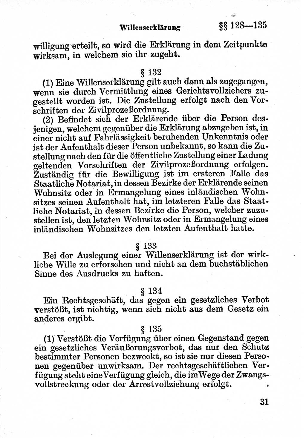 Bürgerliches Gesetzbuch (BGB) nebst wichtigen Nebengesetzen [Deutsche Demokratische Republik (DDR)] 1956, Seite 31 (BGB Nebenges. DDR 1956, S. 31)