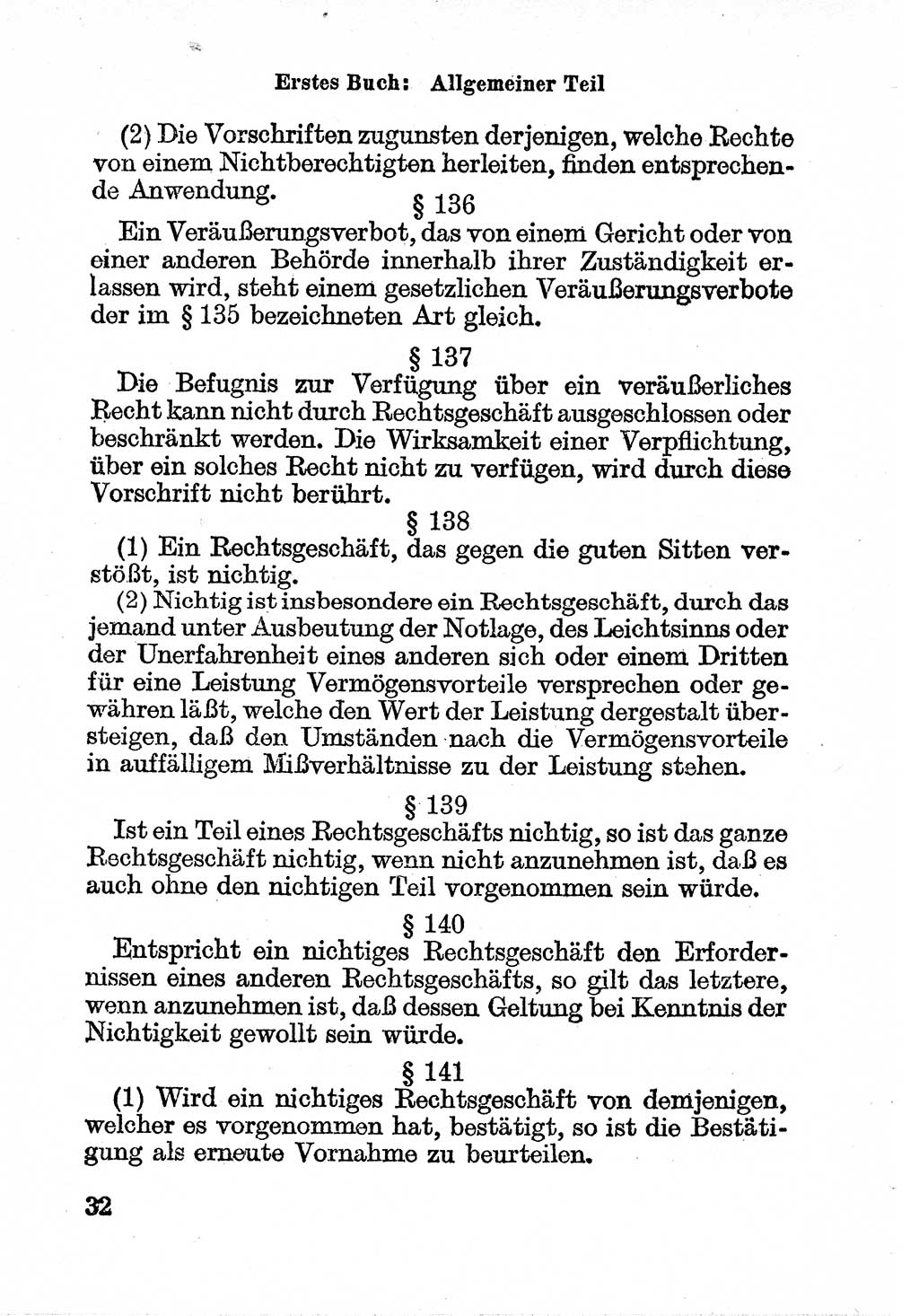 Bürgerliches Gesetzbuch (BGB) nebst wichtigen Nebengesetzen [Deutsche Demokratische Republik (DDR)] 1956, Seite 32 (BGB Nebenges. DDR 1956, S. 32)