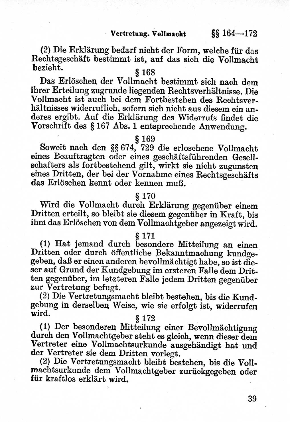 Bürgerliches Gesetzbuch (BGB) nebst wichtigen Nebengesetzen [Deutsche Demokratische Republik (DDR)] 1956, Seite 39 (BGB Nebenges. DDR 1956, S. 39)