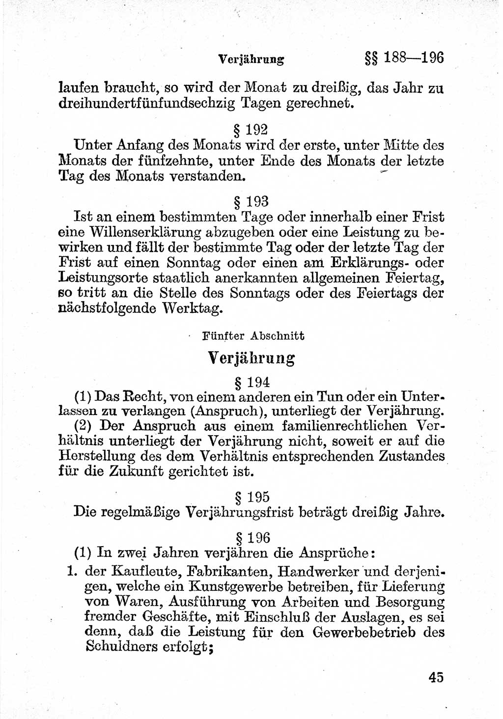 Bürgerliches Gesetzbuch (BGB) nebst wichtigen Nebengesetzen [Deutsche Demokratische Republik (DDR)] 1956, Seite 45 (BGB Nebenges. DDR 1956, S. 45)