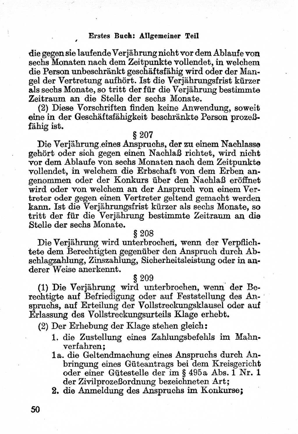 Bürgerliches Gesetzbuch (BGB) nebst wichtigen Nebengesetzen [Deutsche Demokratische Republik (DDR)] 1956, Seite 50 (BGB Nebenges. DDR 1956, S. 50)