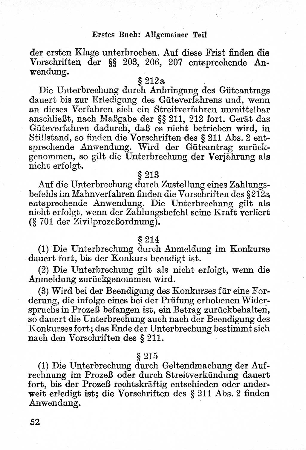 Bürgerliches Gesetzbuch (BGB) nebst wichtigen Nebengesetzen [Deutsche Demokratische Republik (DDR)] 1956, Seite 52 (BGB Nebenges. DDR 1956, S. 52)