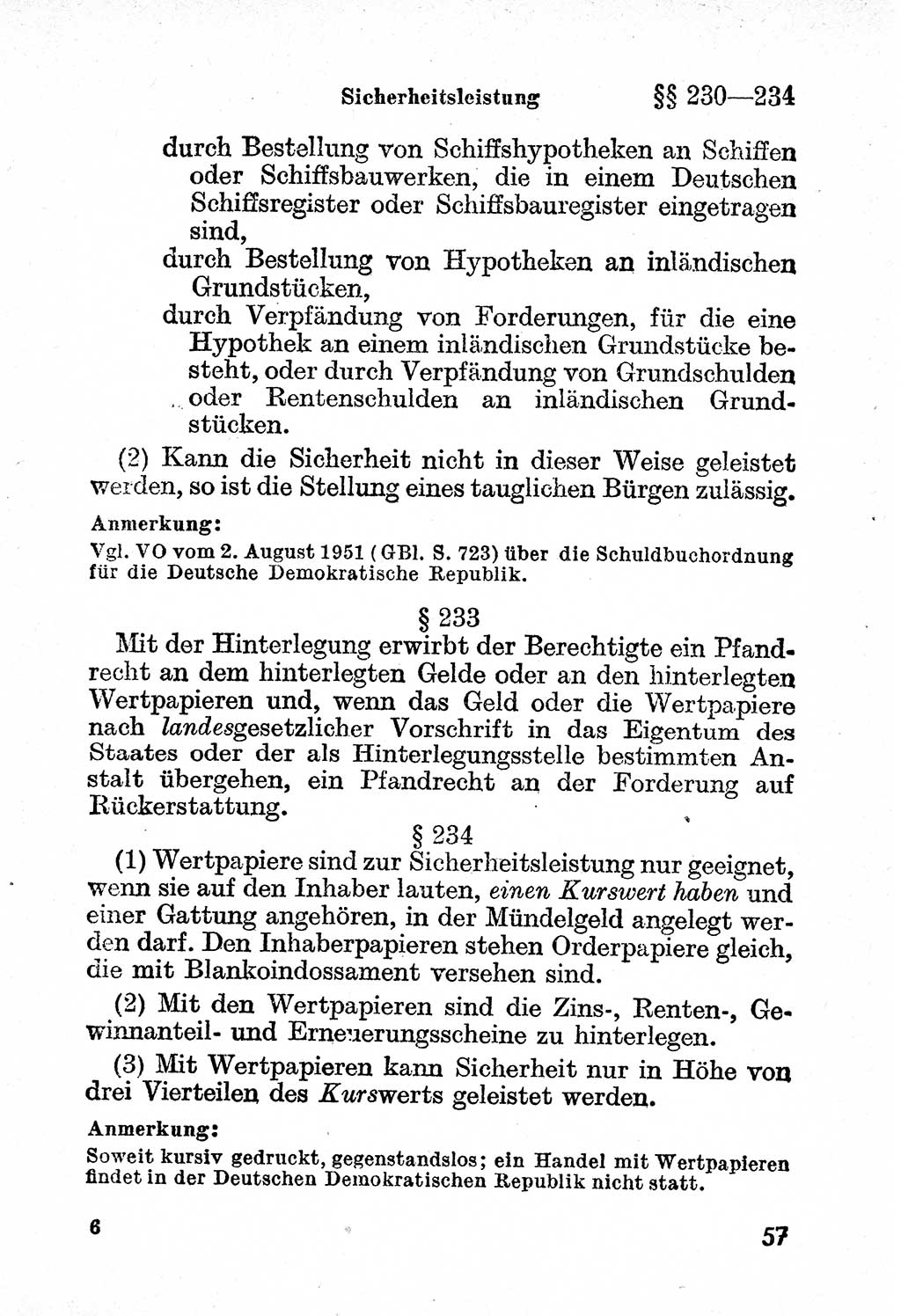 Bürgerliches Gesetzbuch (BGB) nebst wichtigen Nebengesetzen [Deutsche Demokratische Republik (DDR)] 1956, Seite 57 (BGB Nebenges. DDR 1956, S. 57)