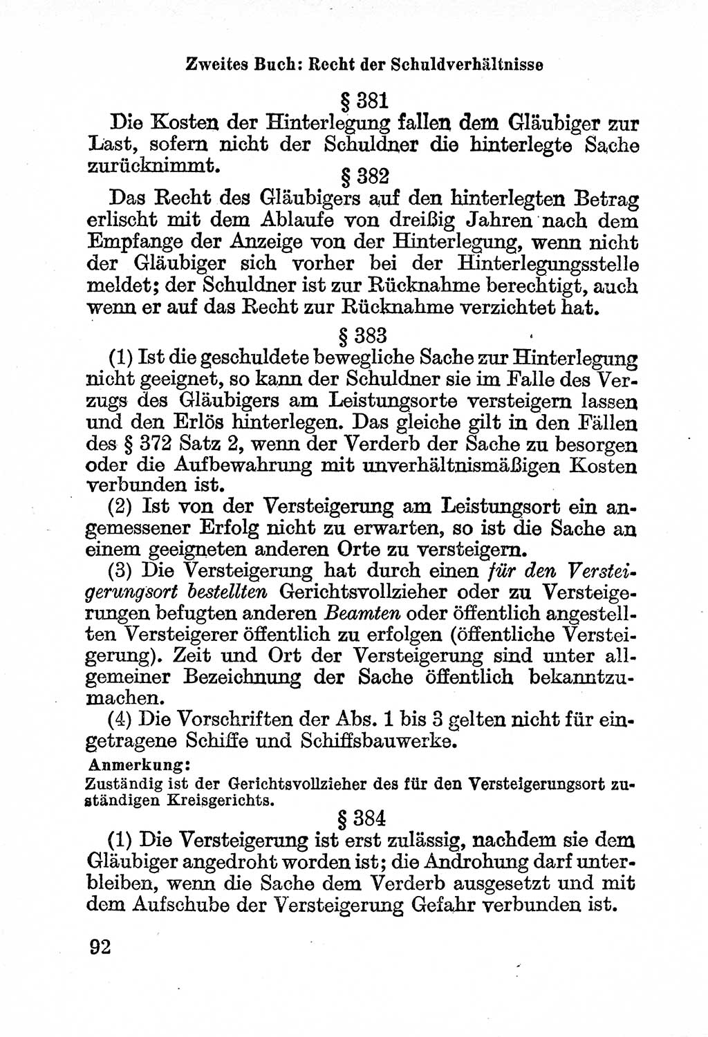 Bürgerliches Gesetzbuch (BGB) nebst wichtigen Nebengesetzen [Deutsche Demokratische Republik (DDR)] 1956, Seite 92 (BGB Nebenges. DDR 1956, S. 92)