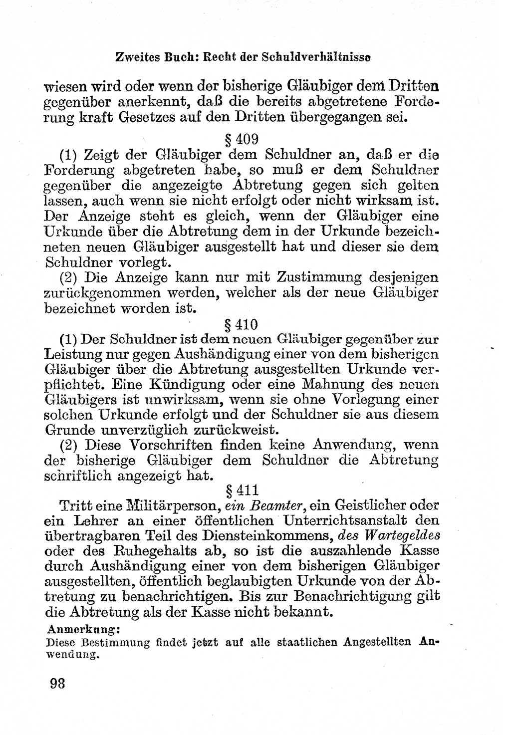 Bürgerliches Gesetzbuch (BGB) nebst wichtigen Nebengesetzen [Deutsche Demokratische Republik (DDR)] 1956, Seite 98 (BGB Nebenges. DDR 1956, S. 98)