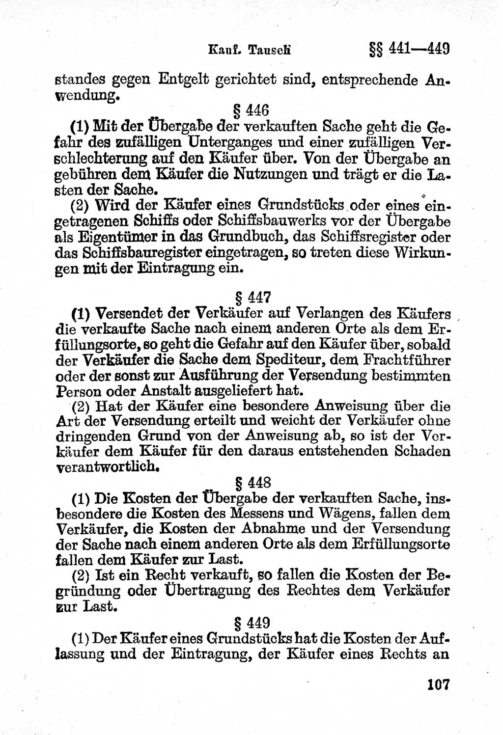 Bürgerliches Gesetzbuch (BGB) nebst wichtigen Nebengesetzen [Deutsche Demokratische Republik (DDR)] 1956, Seite 107 (BGB Nebenges. DDR 1956, S. 107)
