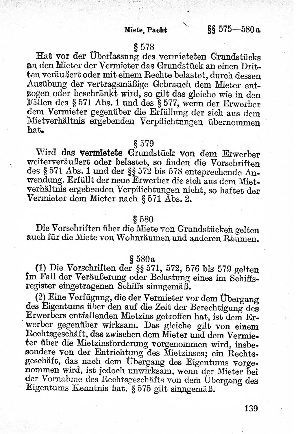 Bürgerliches Gesetzbuch (BGB) nebst wichtigen Nebengesetzen [Deutsche Demokratische Republik (DDR)] 1956, Seite 139 (BGB Nebenges. DDR 1956, S. 139)