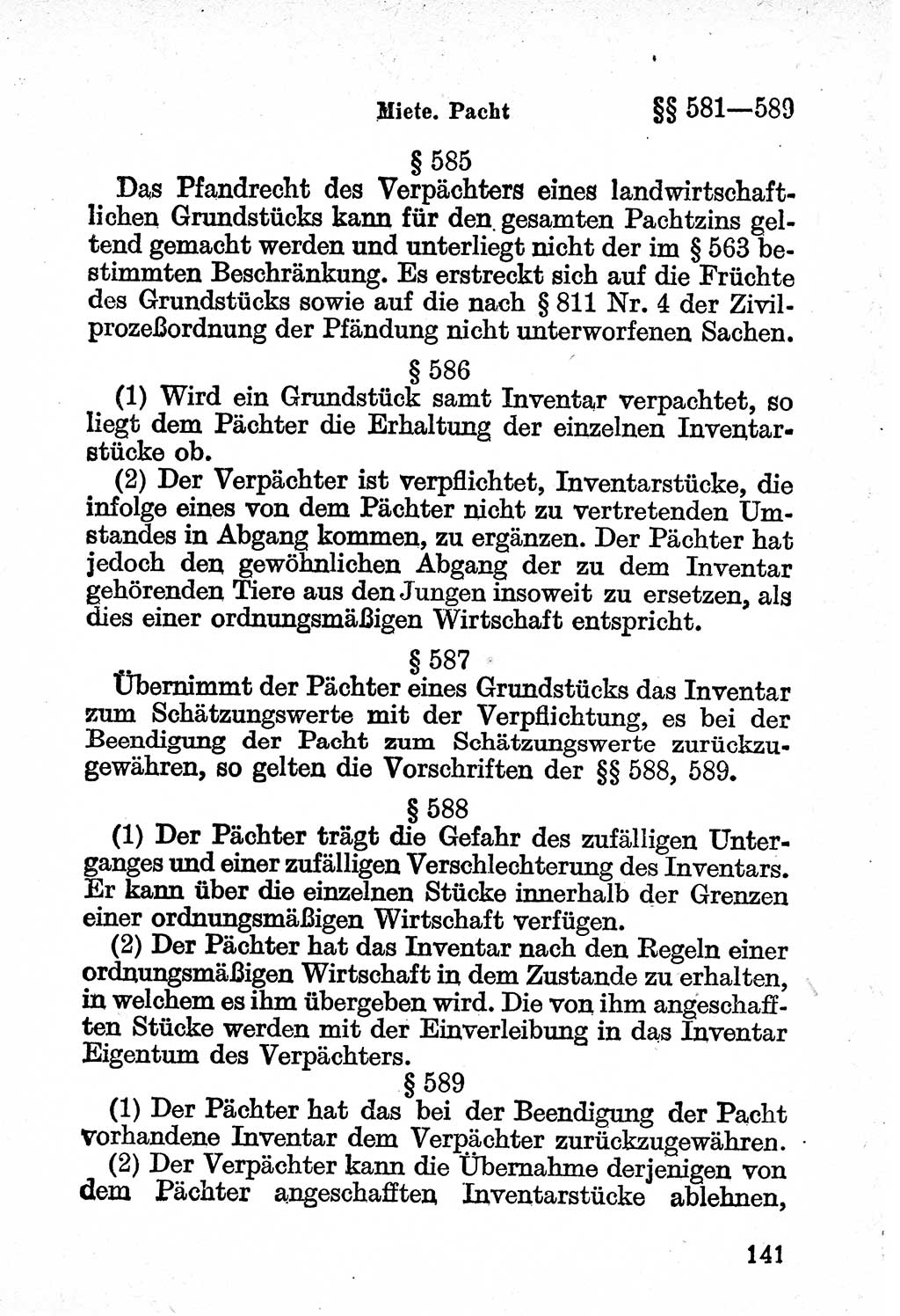 Bürgerliches Gesetzbuch (BGB) nebst wichtigen Nebengesetzen [Deutsche Demokratische Republik (DDR)] 1956, Seite 141 (BGB Nebenges. DDR 1956, S. 141)