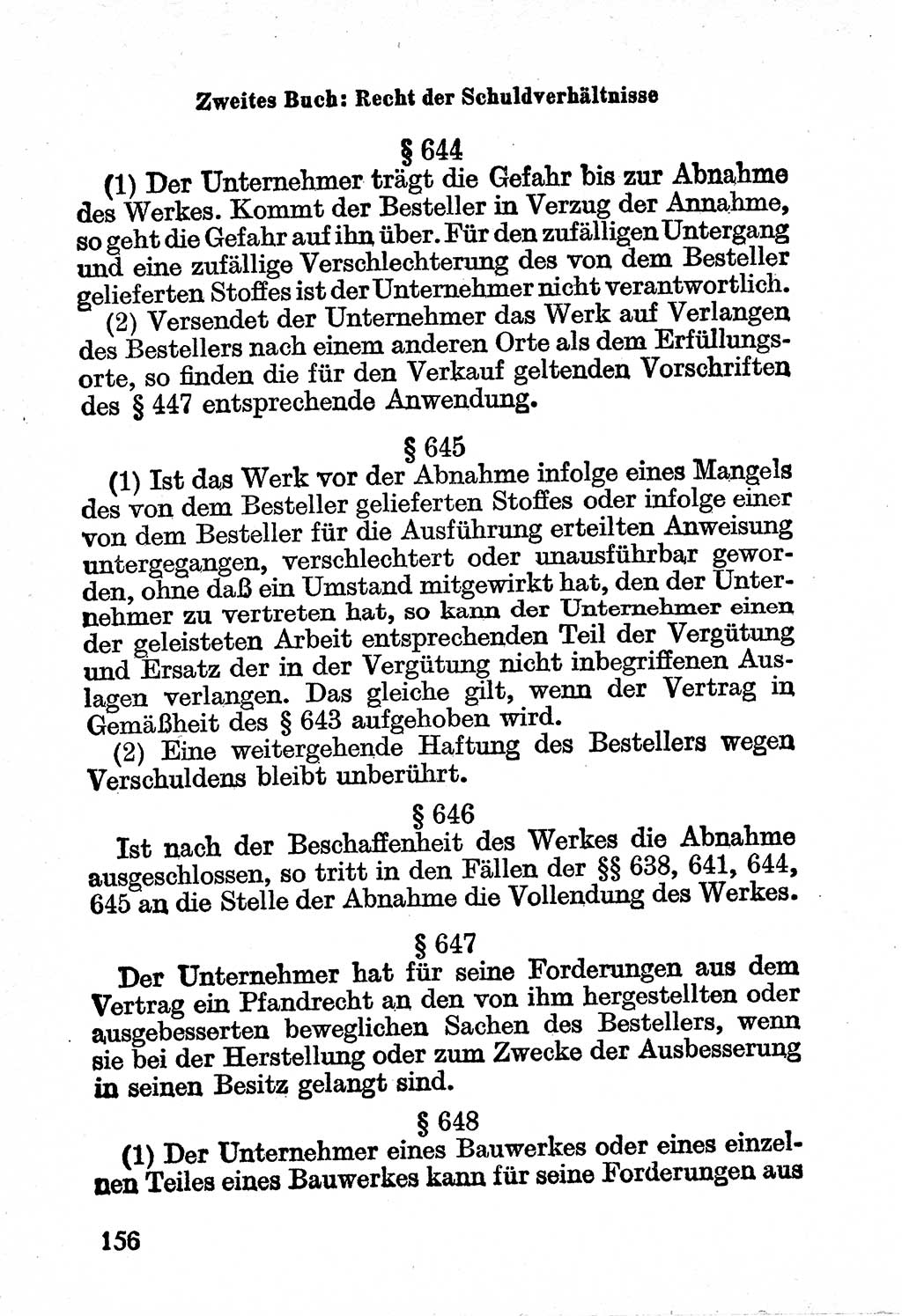 Bürgerliches Gesetzbuch (BGB) nebst wichtigen Nebengesetzen [Deutsche Demokratische Republik (DDR)] 1956, Seite 156 (BGB Nebenges. DDR 1956, S. 156)