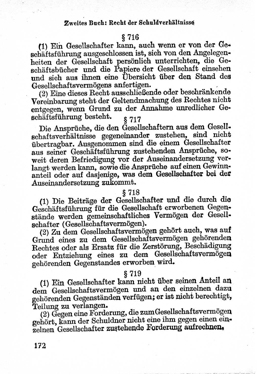Bürgerliches Gesetzbuch (BGB) nebst wichtigen Nebengesetzen [Deutsche Demokratische Republik (DDR)] 1956, Seite 172 (BGB Nebenges. DDR 1956, S. 172)