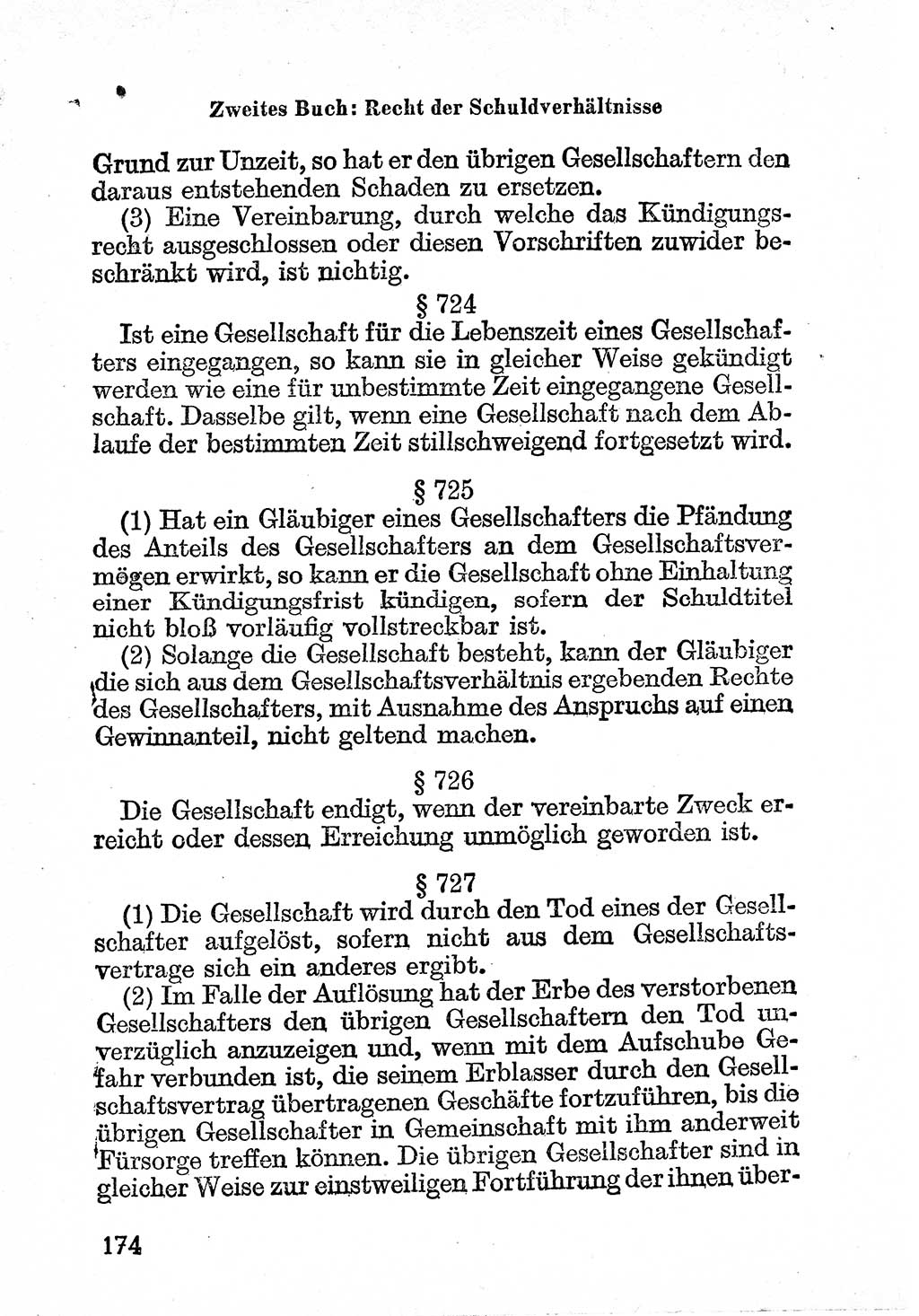Bürgerliches Gesetzbuch (BGB) nebst wichtigen Nebengesetzen [Deutsche Demokratische Republik (DDR)] 1956, Seite 174 (BGB Nebenges. DDR 1956, S. 174)