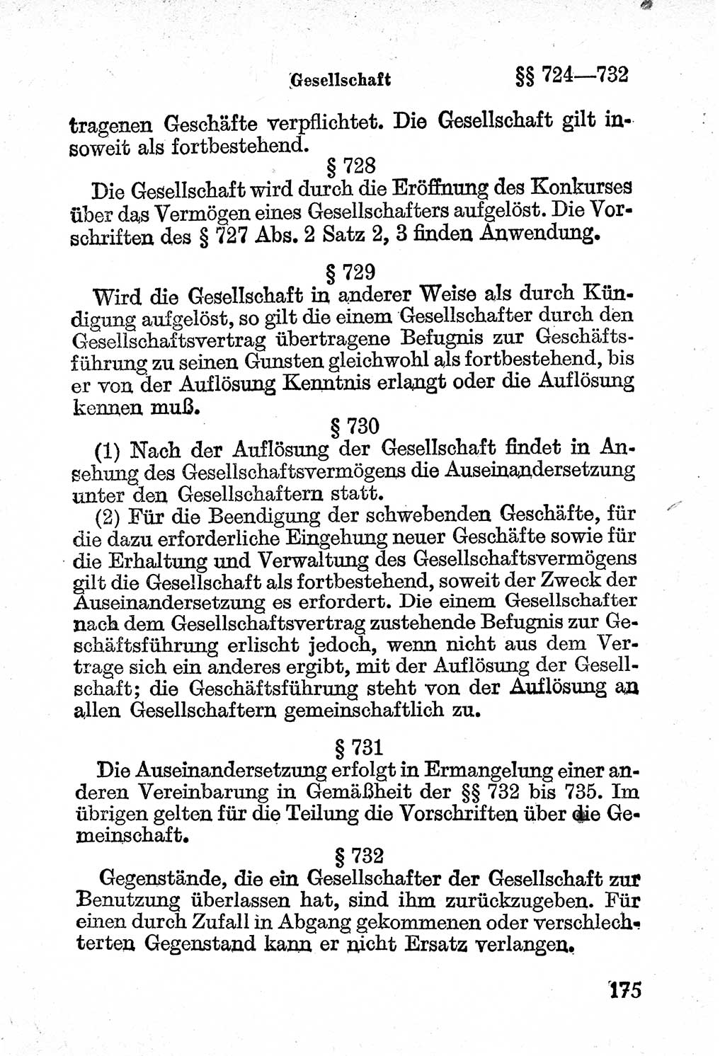 Bürgerliches Gesetzbuch (BGB) nebst wichtigen Nebengesetzen [Deutsche Demokratische Republik (DDR)] 1956, Seite 175 (BGB Nebenges. DDR 1956, S. 175)
