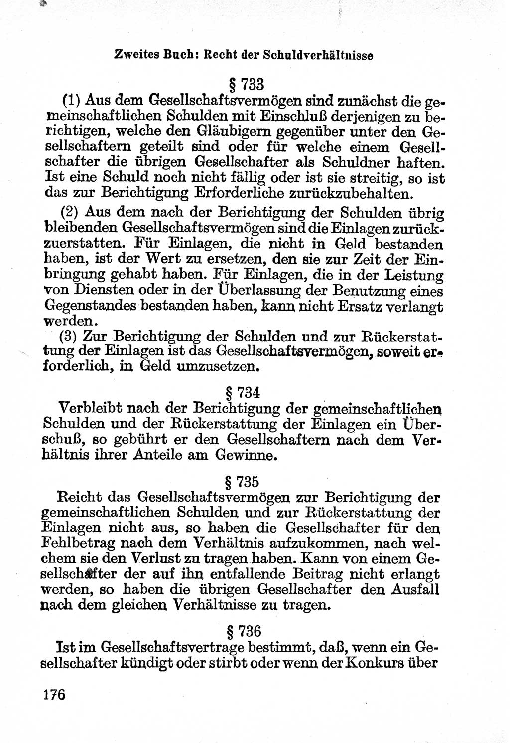 Bürgerliches Gesetzbuch (BGB) nebst wichtigen Nebengesetzen [Deutsche Demokratische Republik (DDR)] 1956, Seite 176 (BGB Nebenges. DDR 1956, S. 176)