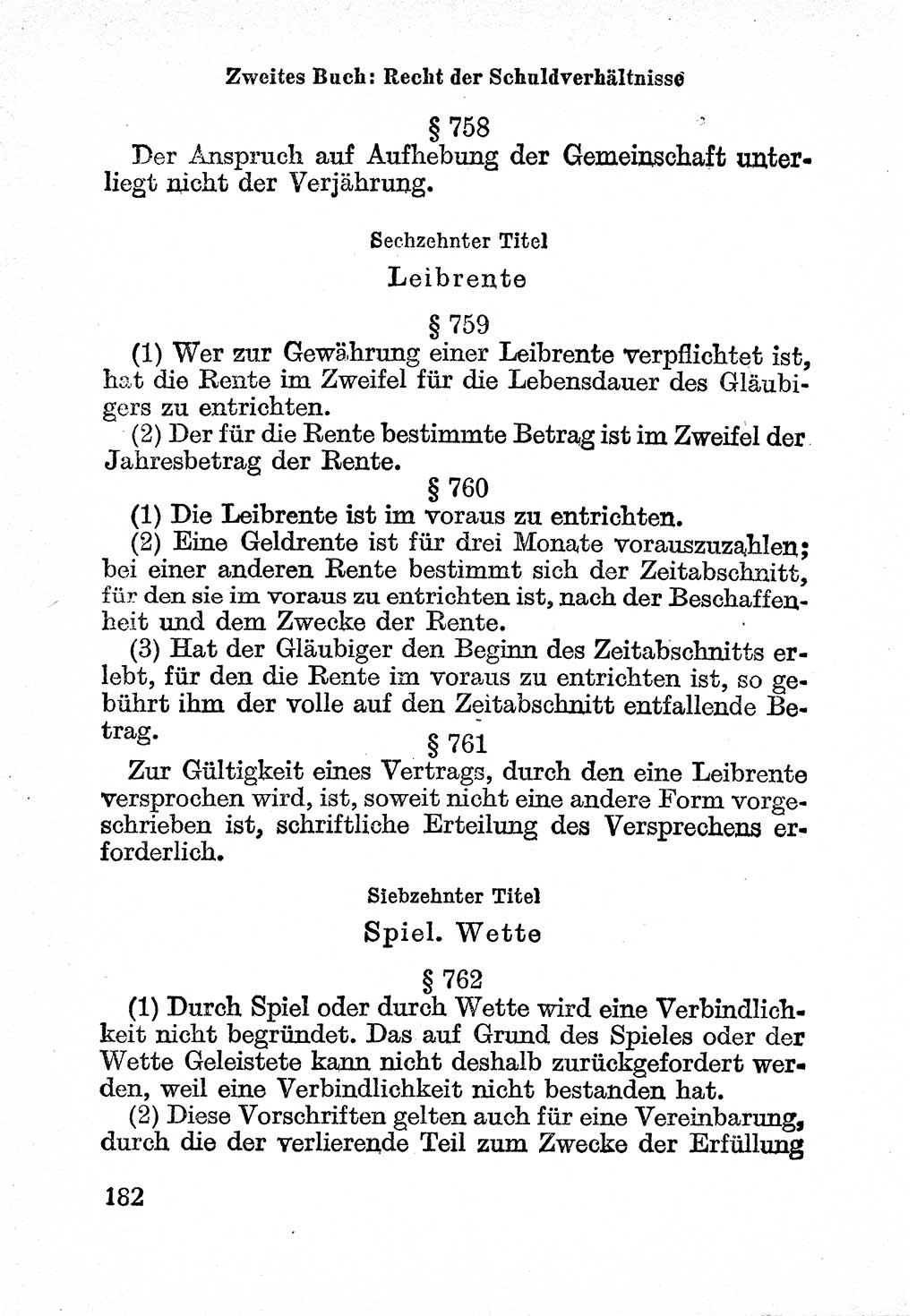 Bürgerliches Gesetzbuch (BGB) nebst wichtigen Nebengesetzen [Deutsche Demokratische Republik (DDR)] 1956, Seite 182 (BGB Nebenges. DDR 1956, S. 182)