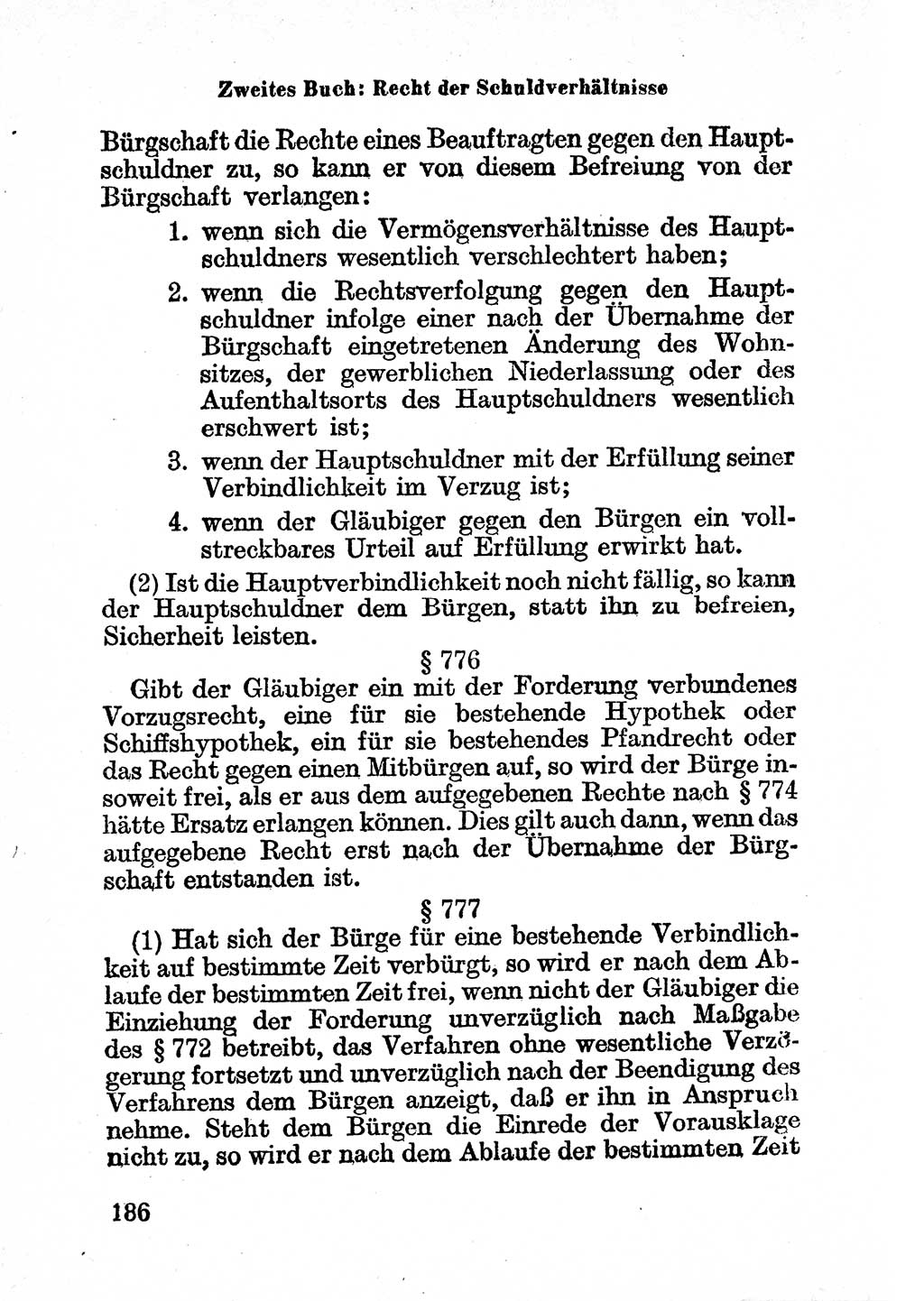 Bürgerliches Gesetzbuch (BGB) nebst wichtigen Nebengesetzen [Deutsche Demokratische Republik (DDR)] 1956, Seite 186 (BGB Nebenges. DDR 1956, S. 186)