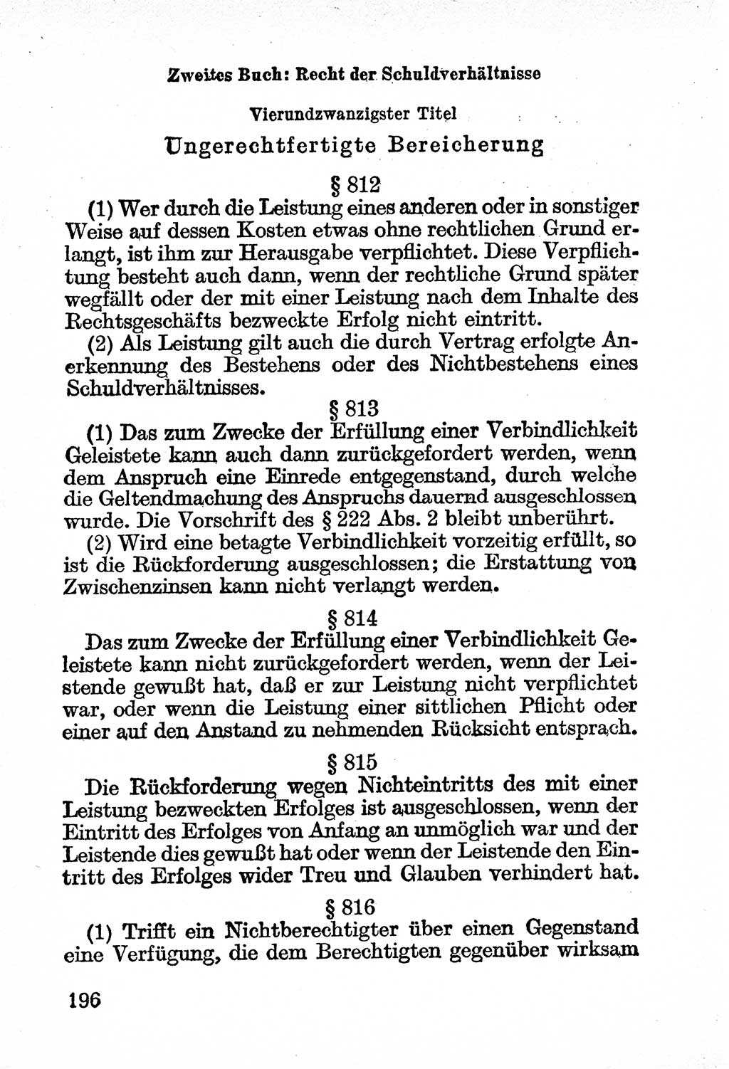 Bürgerliches Gesetzbuch (BGB) nebst wichtigen Nebengesetzen [Deutsche Demokratische Republik (DDR)] 1956, Seite 196 (BGB Nebenges. DDR 1956, S. 196)