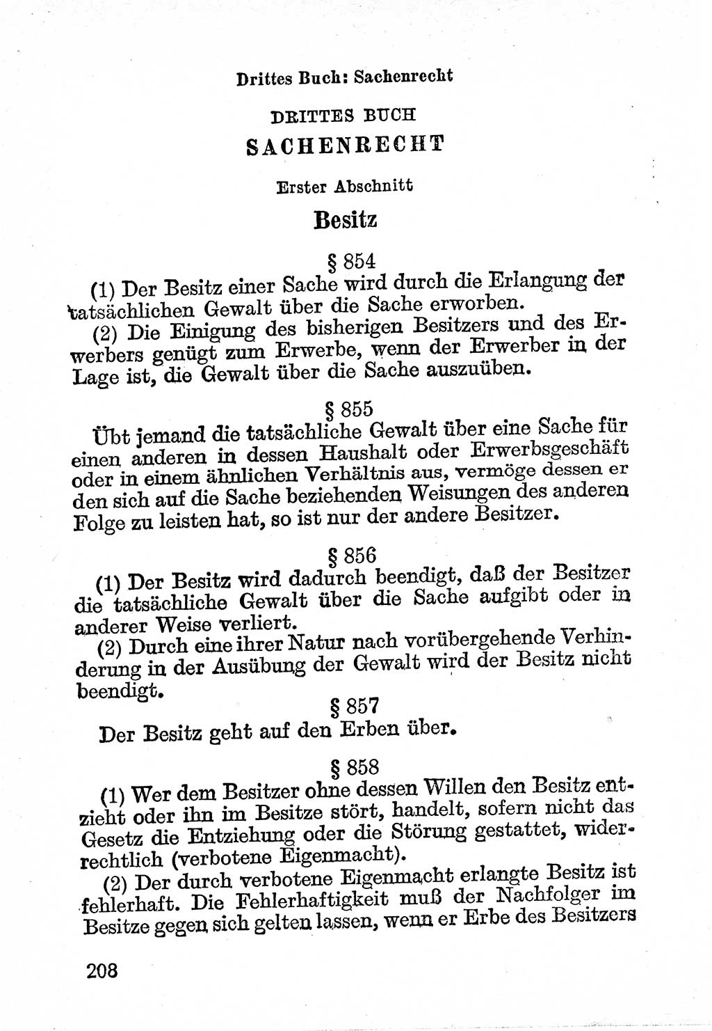 Bürgerliches Gesetzbuch (BGB) nebst wichtigen Nebengesetzen [Deutsche Demokratische Republik (DDR)] 1956, Seite 208 (BGB Nebenges. DDR 1956, S. 208)