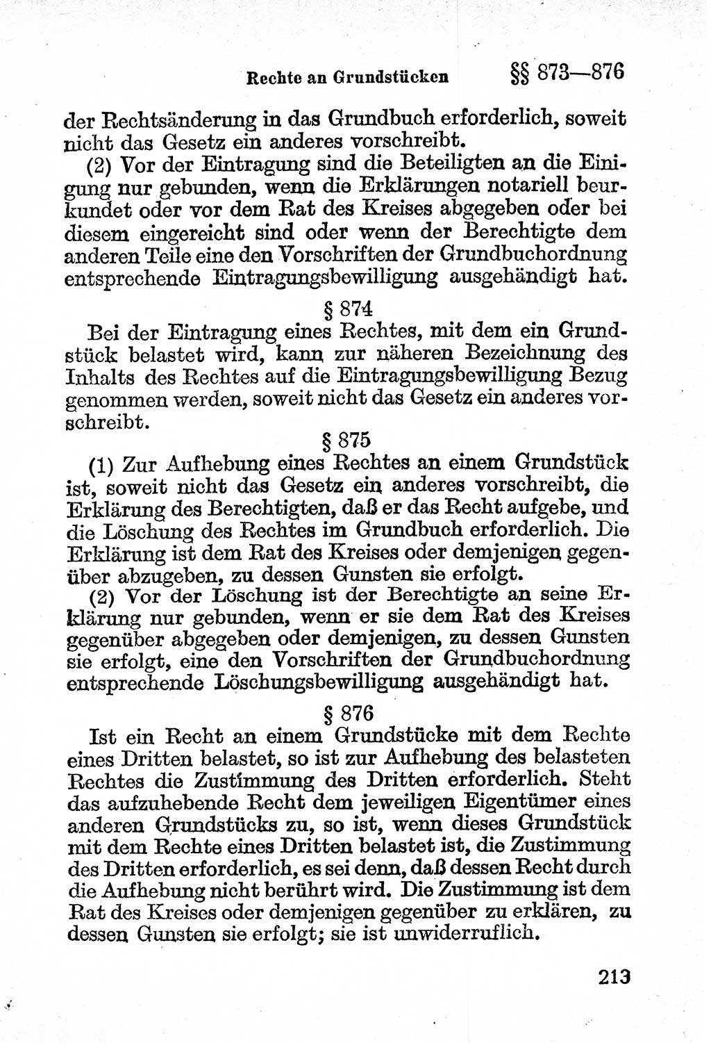 Bürgerliches Gesetzbuch (BGB) nebst wichtigen Nebengesetzen [Deutsche Demokratische Republik (DDR)] 1956, Seite 213 (BGB Nebenges. DDR 1956, S. 213)
