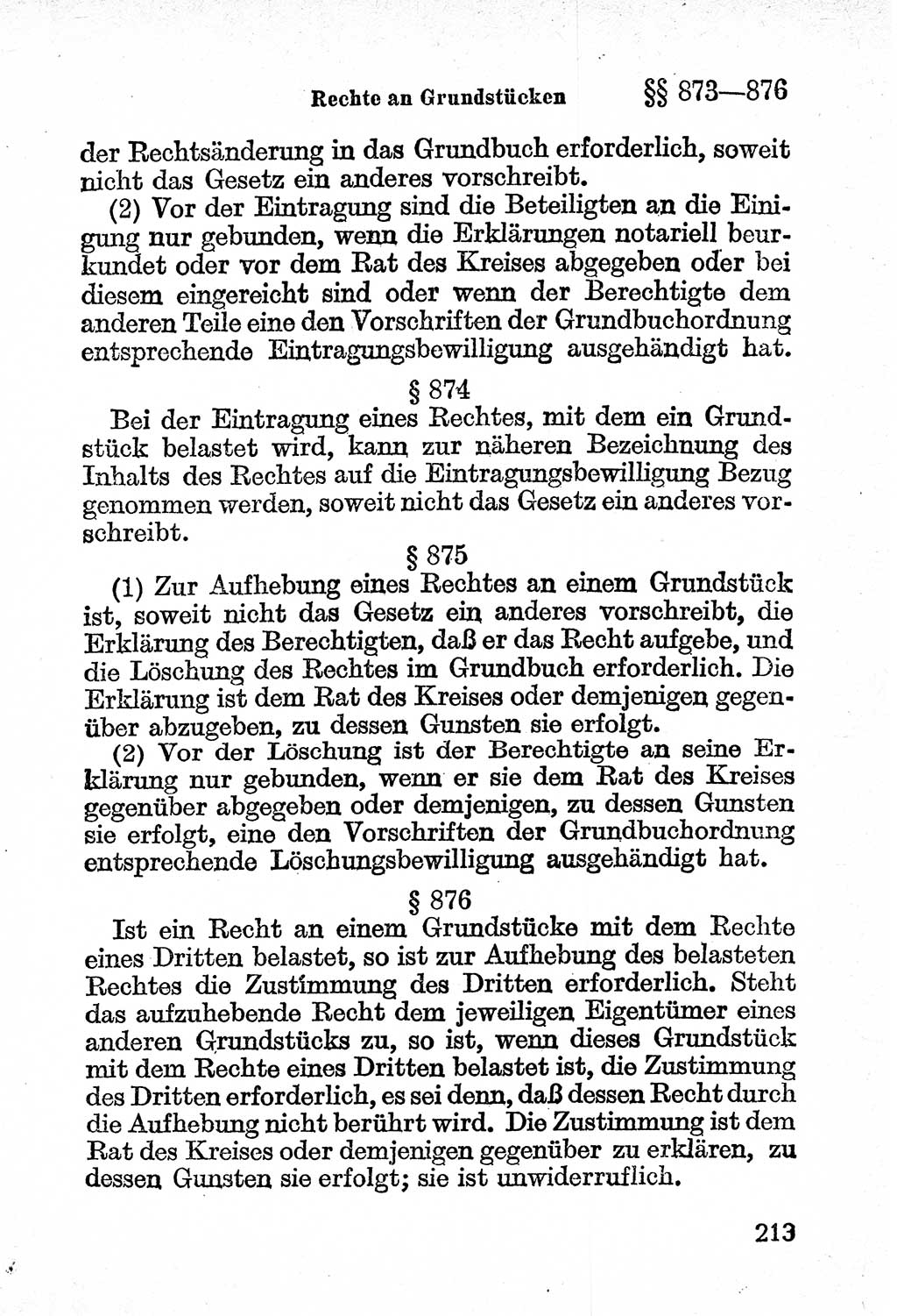 Bürgerliches Gesetzbuch (BGB) nebst wichtigen Nebengesetzen [Deutsche Demokratische Republik (DDR)] 1956, Seite 213 (BGB Nebenges. DDR 1956, S. 213)