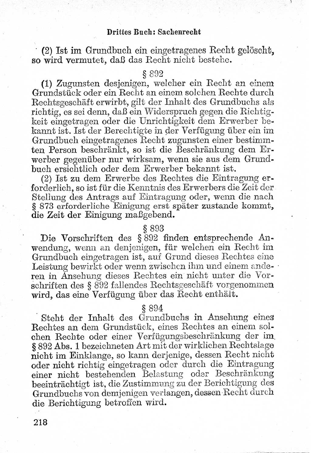 Bürgerliches Gesetzbuch (BGB) nebst wichtigen Nebengesetzen [Deutsche Demokratische Republik (DDR)] 1956, Seite 218 (BGB Nebenges. DDR 1956, S. 218)