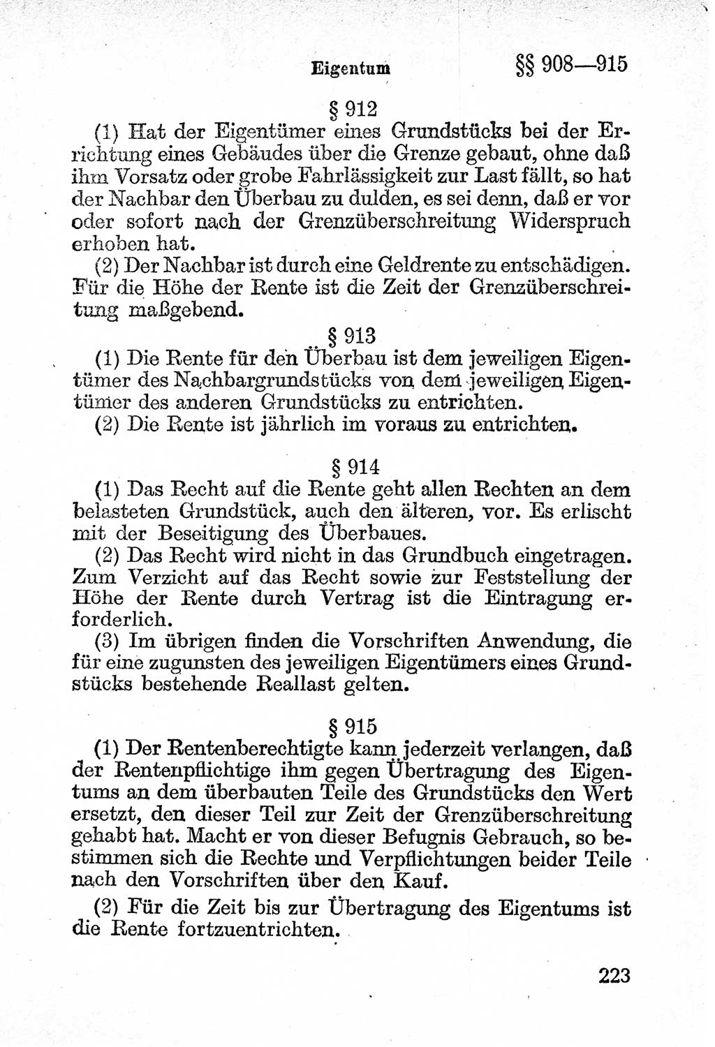Bürgerliches Gesetzbuch (BGB) nebst wichtigen Nebengesetzen [Deutsche Demokratische Republik (DDR)] 1956, Seite 223 (BGB Nebenges. DDR 1956, S. 223)