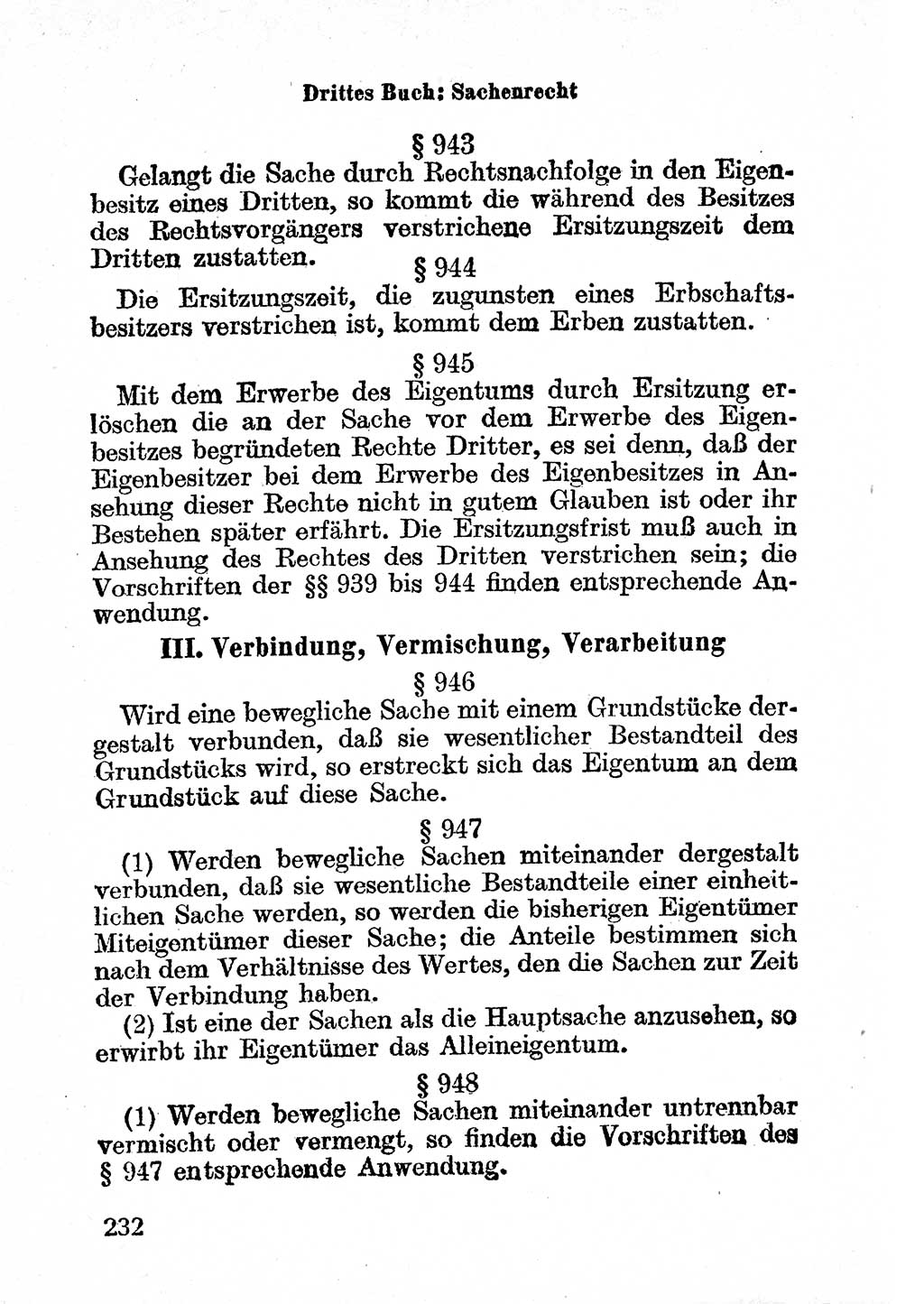 Bürgerliches Gesetzbuch (BGB) nebst wichtigen Nebengesetzen [Deutsche Demokratische Republik (DDR)] 1956, Seite 232 (BGB Nebenges. DDR 1956, S. 232)