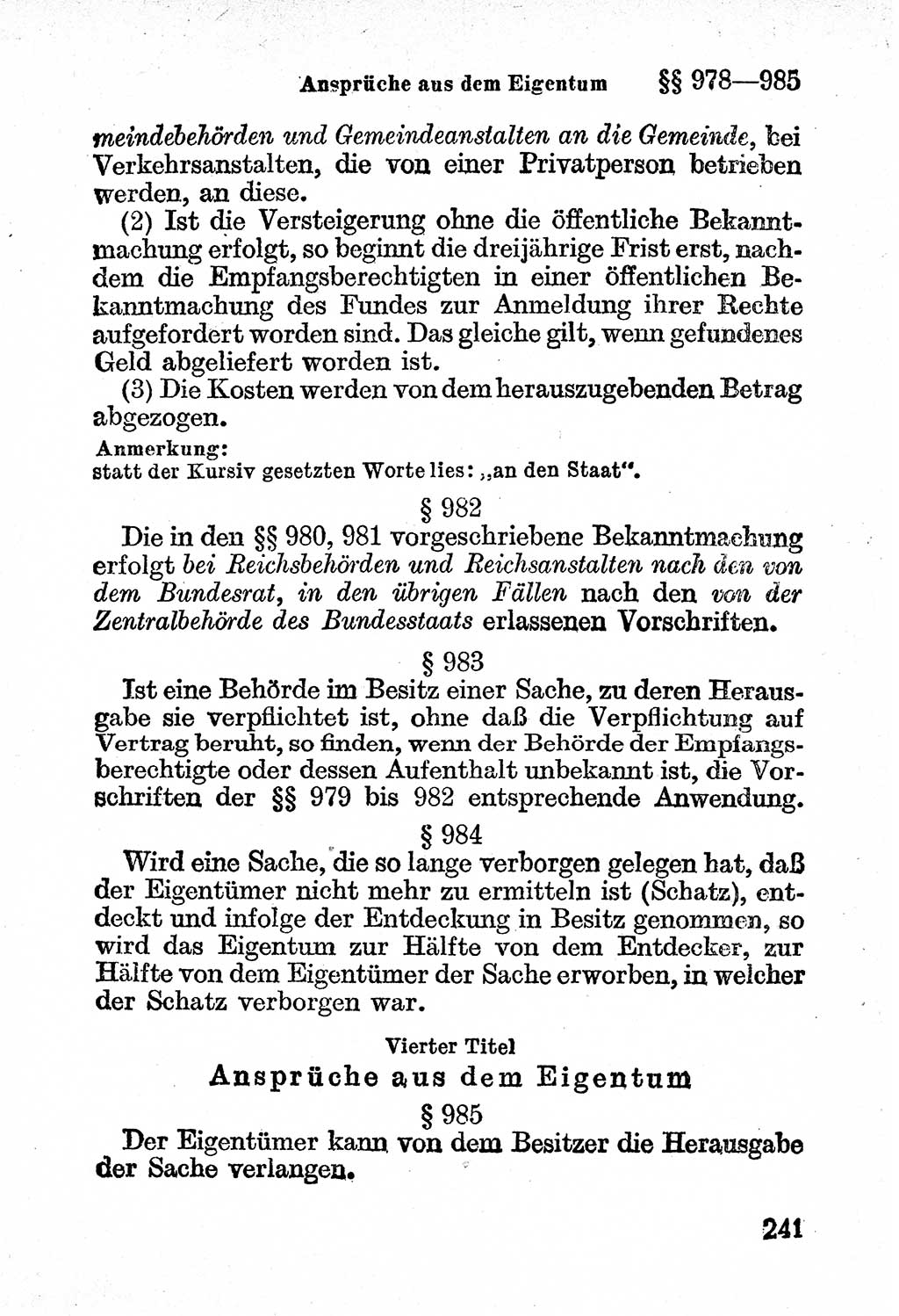 Bürgerliches Gesetzbuch (BGB) nebst wichtigen Nebengesetzen [Deutsche Demokratische Republik (DDR)] 1956, Seite 241 (BGB Nebenges. DDR 1956, S. 241)