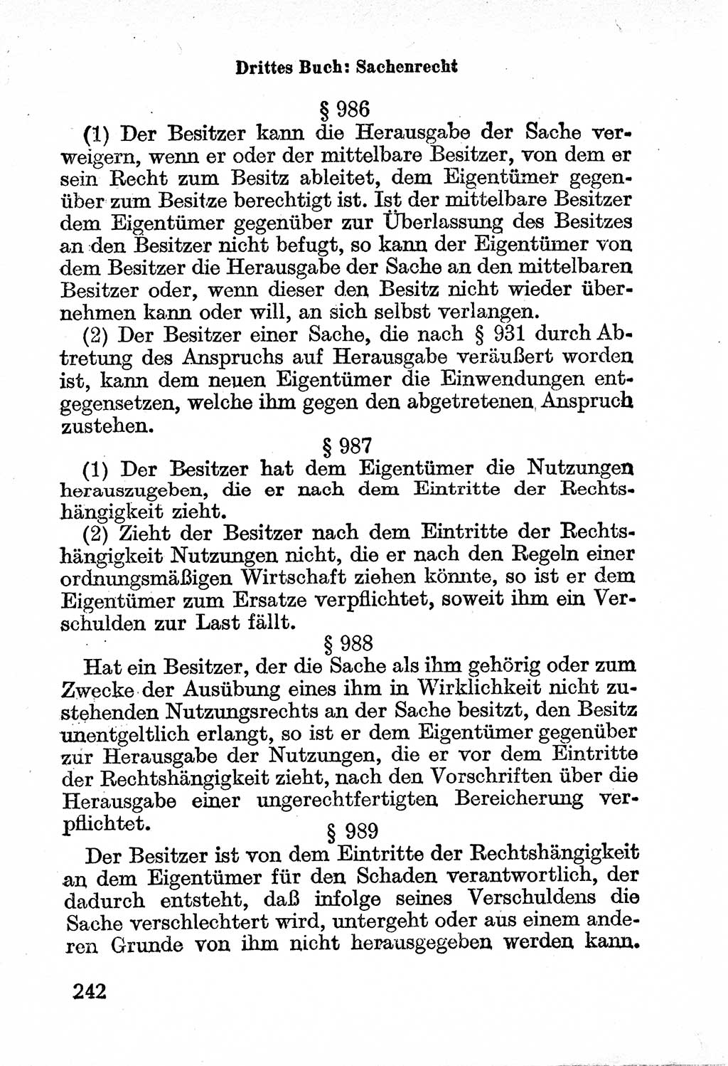 Bürgerliches Gesetzbuch (BGB) nebst wichtigen Nebengesetzen [Deutsche Demokratische Republik (DDR)] 1956, Seite 242 (BGB Nebenges. DDR 1956, S. 242)