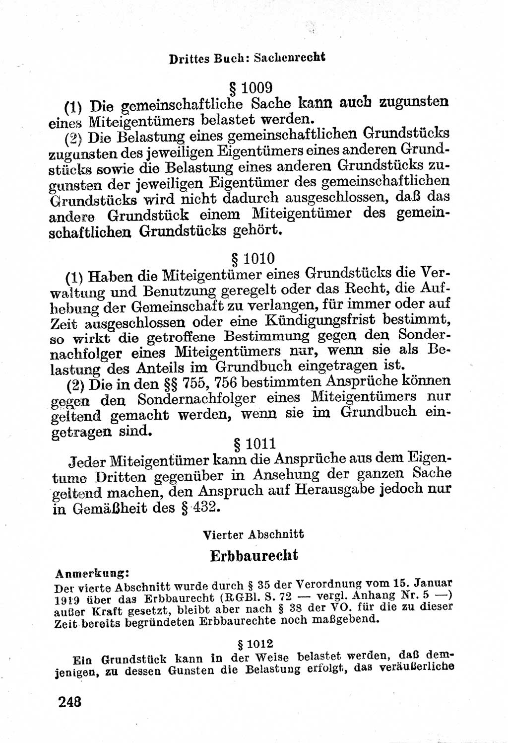 Bürgerliches Gesetzbuch (BGB) nebst wichtigen Nebengesetzen [Deutsche Demokratische Republik (DDR)] 1956, Seite 248 (BGB Nebenges. DDR 1956, S. 248)