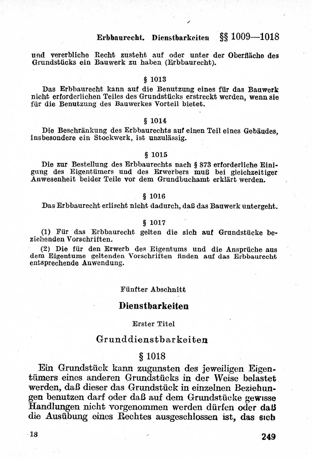 Bürgerliches Gesetzbuch (BGB) nebst wichtigen Nebengesetzen [Deutsche Demokratische Republik (DDR)] 1956, Seite 249 (BGB Nebenges. DDR 1956, S. 249)