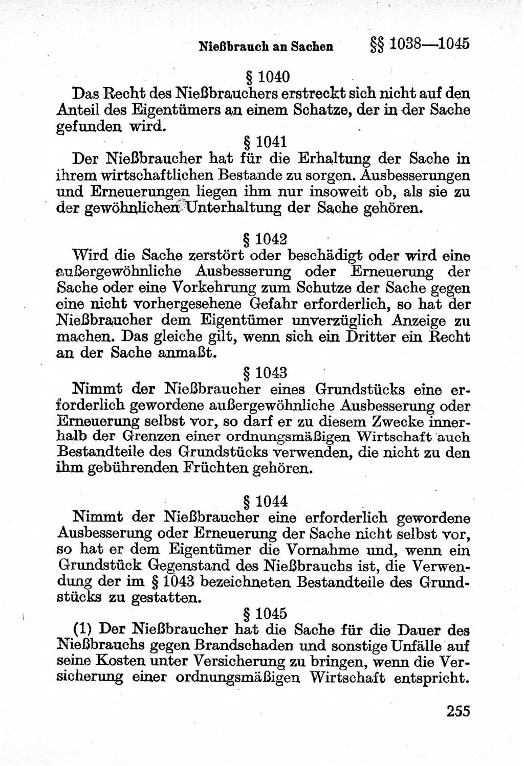 Bürgerliches Gesetzbuch (BGB) nebst wichtigen Nebengesetzen [Deutsche Demokratische Republik (DDR)] 1956, Seite 255 (BGB Nebenges. DDR 1956, S. 255)