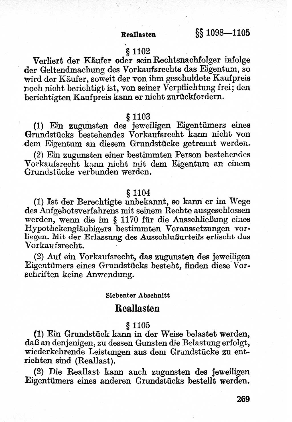 Bürgerliches Gesetzbuch (BGB) nebst wichtigen Nebengesetzen [Deutsche Demokratische Republik (DDR)] 1956, Seite 269 (BGB Nebenges. DDR 1956, S. 269)