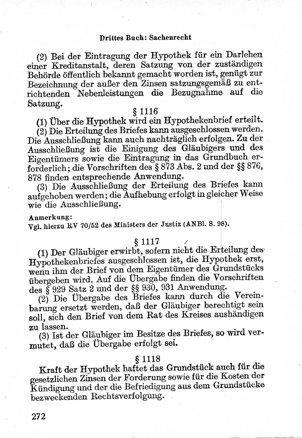 Bürgerliches Gesetzbuch (BGB) nebst wichtigen Nebengesetzen [Deutsche Demokratische Republik (DDR)] 1956, Seite 272 (BGB Nebenges. DDR 1956, S. 272)