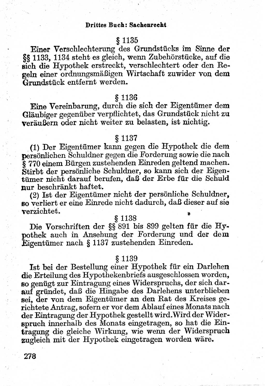 Bürgerliches Gesetzbuch (BGB) nebst wichtigen Nebengesetzen [Deutsche Demokratische Republik (DDR)] 1956, Seite 278 (BGB Nebenges. DDR 1956, S. 278)