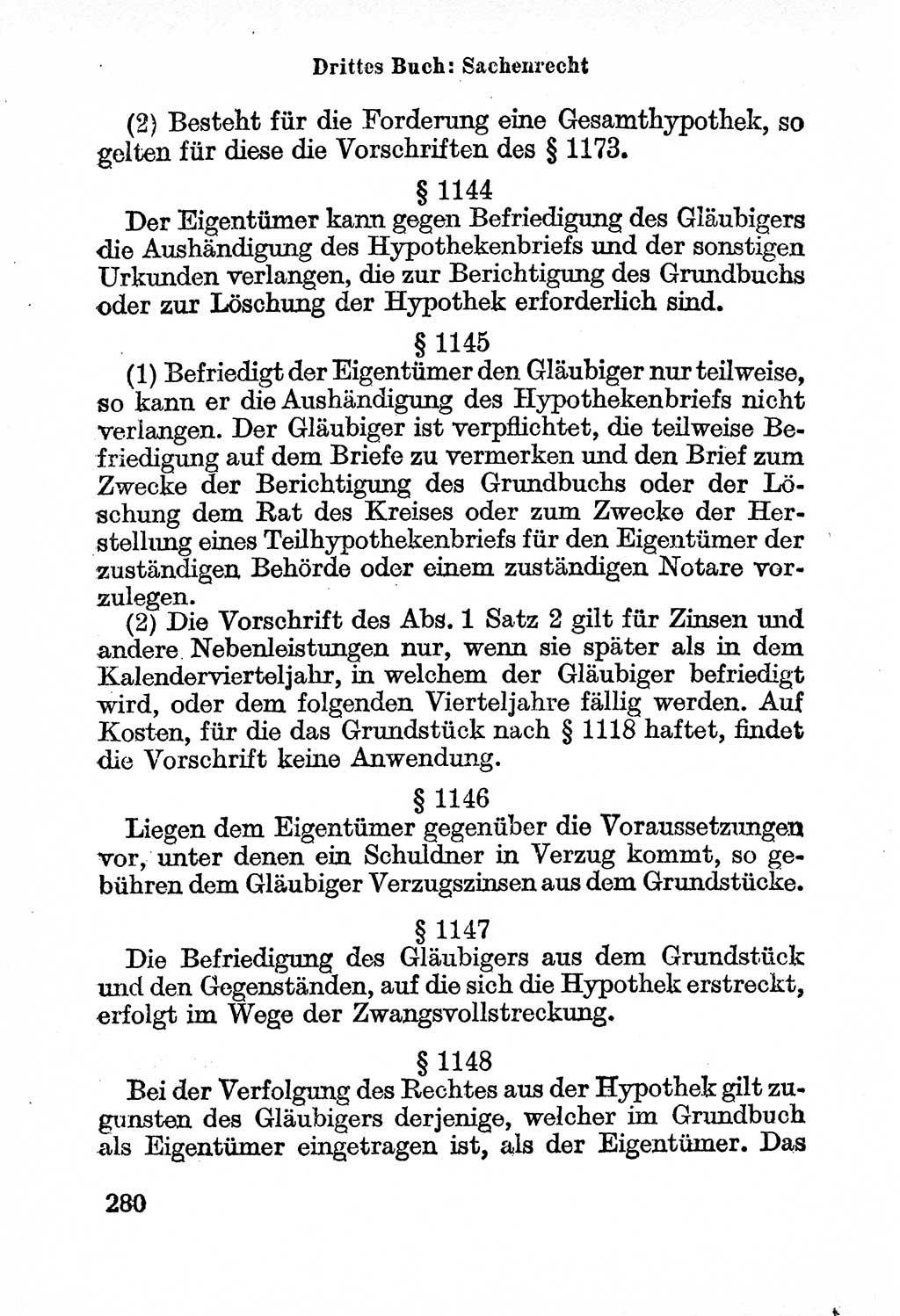 Bürgerliches Gesetzbuch (BGB) nebst wichtigen Nebengesetzen [Deutsche Demokratische Republik (DDR)] 1956, Seite 280 (BGB Nebenges. DDR 1956, S. 280)