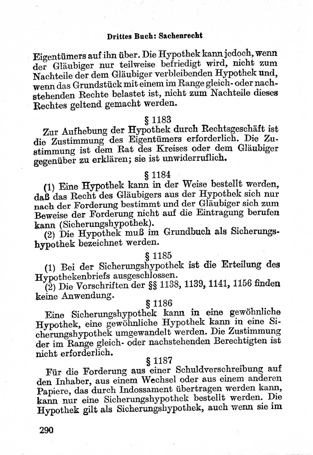 Bürgerliches Gesetzbuch (BGB) nebst wichtigen Nebengesetzen [Deutsche Demokratische Republik (DDR)] 1956, Seite 290 (BGB Nebenges. DDR 1956, S. 290)