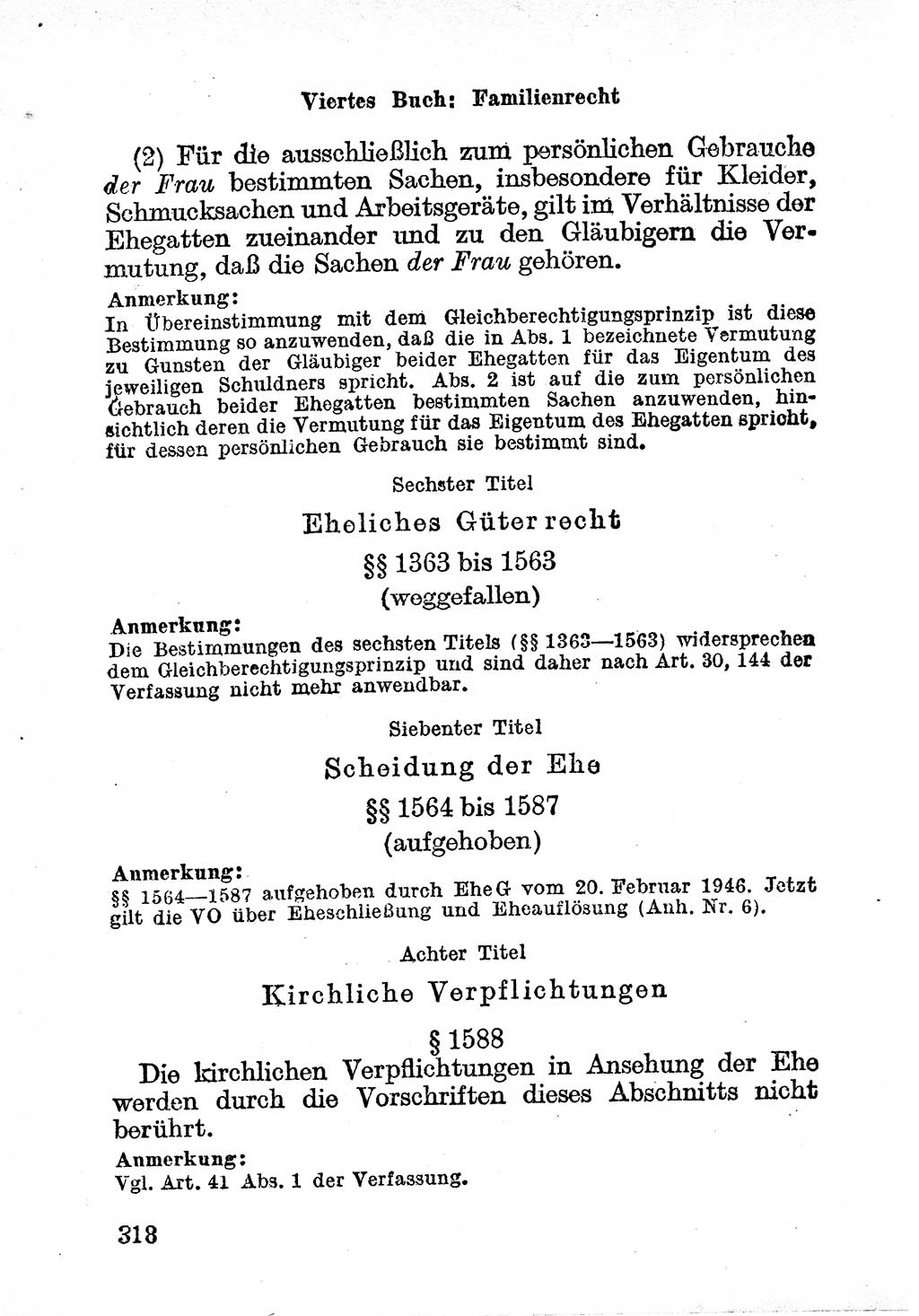 Bürgerliches Gesetzbuch (BGB) nebst wichtigen Nebengesetzen [Deutsche Demokratische Republik (DDR)] 1956, Seite 318 (BGB Nebenges. DDR 1956, S. 318)
