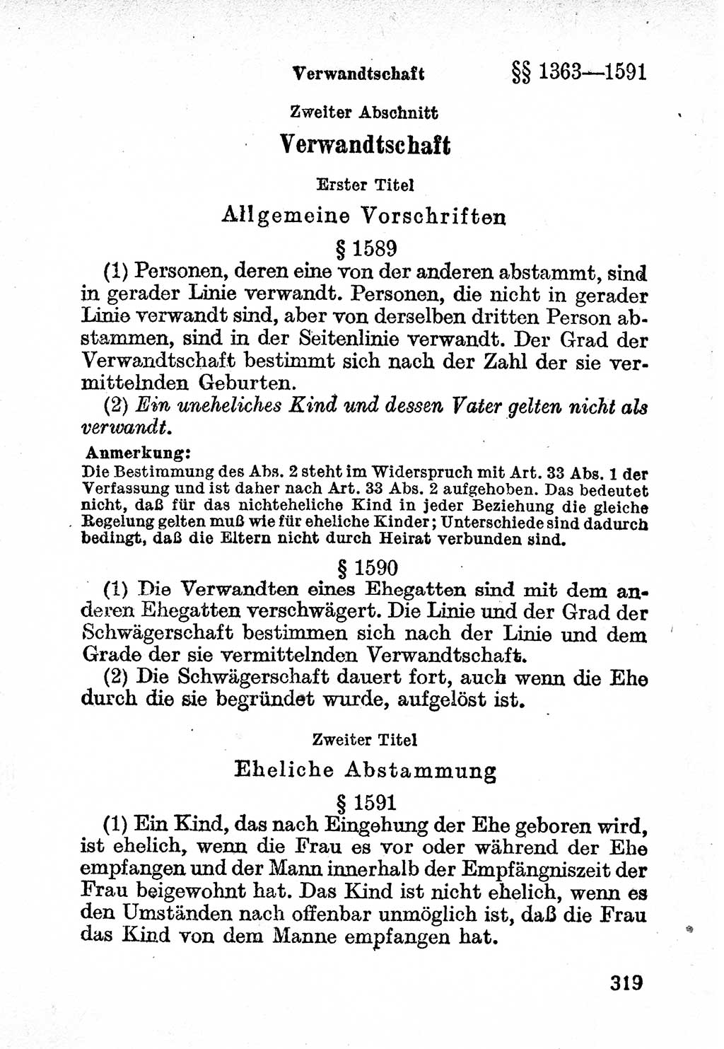 Bürgerliches Gesetzbuch (BGB) nebst wichtigen Nebengesetzen [Deutsche Demokratische Republik (DDR)] 1956, Seite 319 (BGB Nebenges. DDR 1956, S. 319)