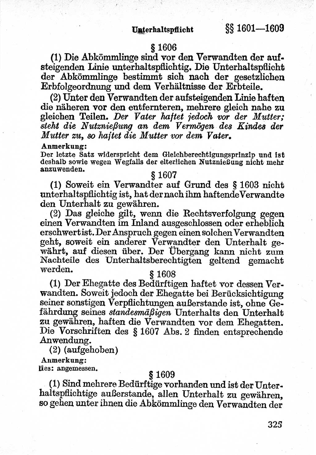 Bürgerliches Gesetzbuch (BGB) nebst wichtigen Nebengesetzen [Deutsche Demokratische Republik (DDR)] 1956, Seite 325 (BGB Nebenges. DDR 1956, S. 325)