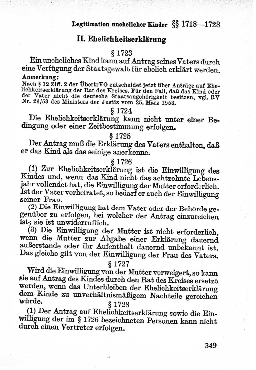 Bürgerliches Gesetzbuch (BGB) nebst wichtigen Nebengesetzen [Deutsche Demokratische Republik (DDR)] 1956, Seite 349 (BGB Nebenges. DDR 1956, S. 349)