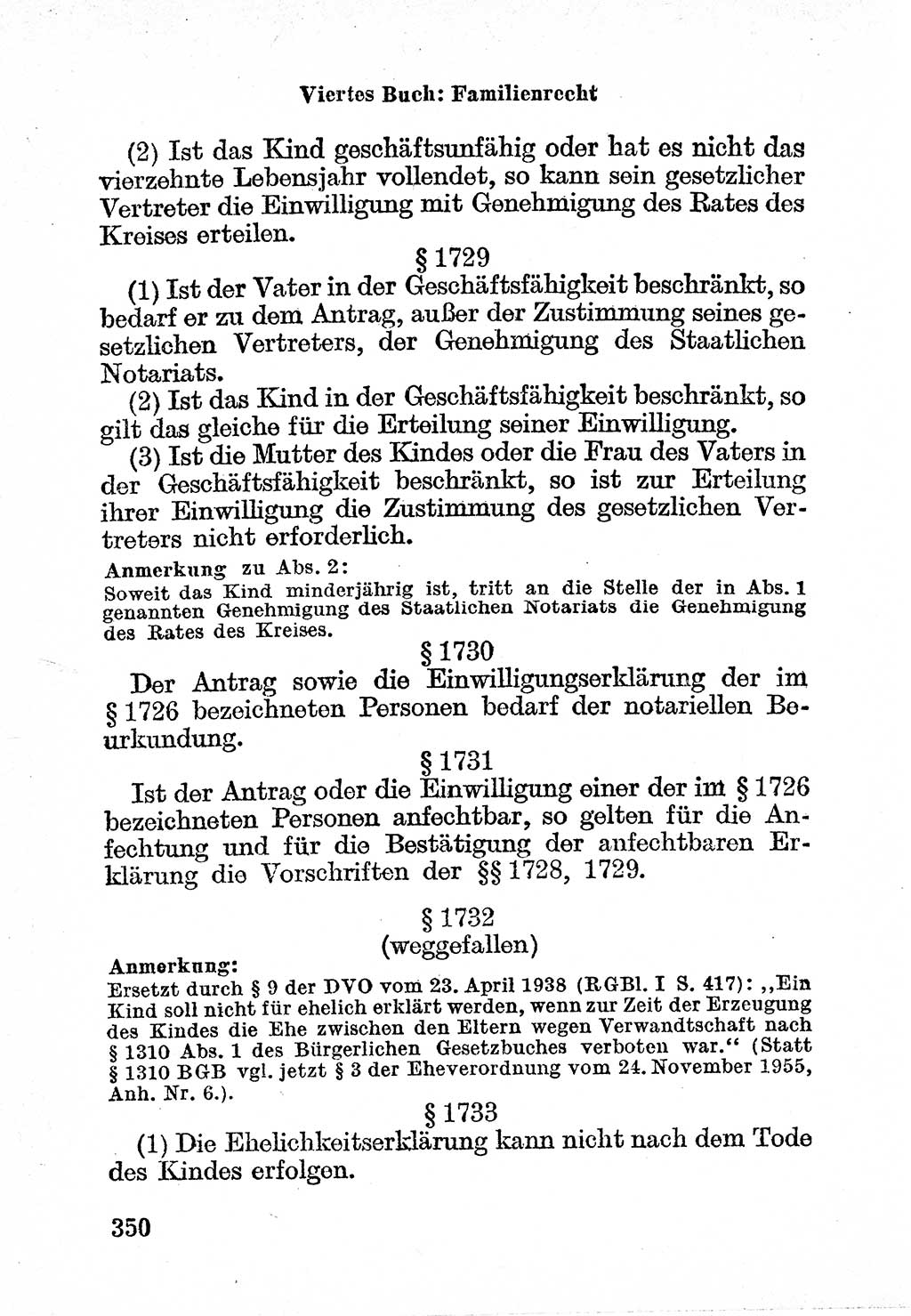 Bürgerliches Gesetzbuch (BGB) nebst wichtigen Nebengesetzen [Deutsche Demokratische Republik (DDR)] 1956, Seite 350 (BGB Nebenges. DDR 1956, S. 350)