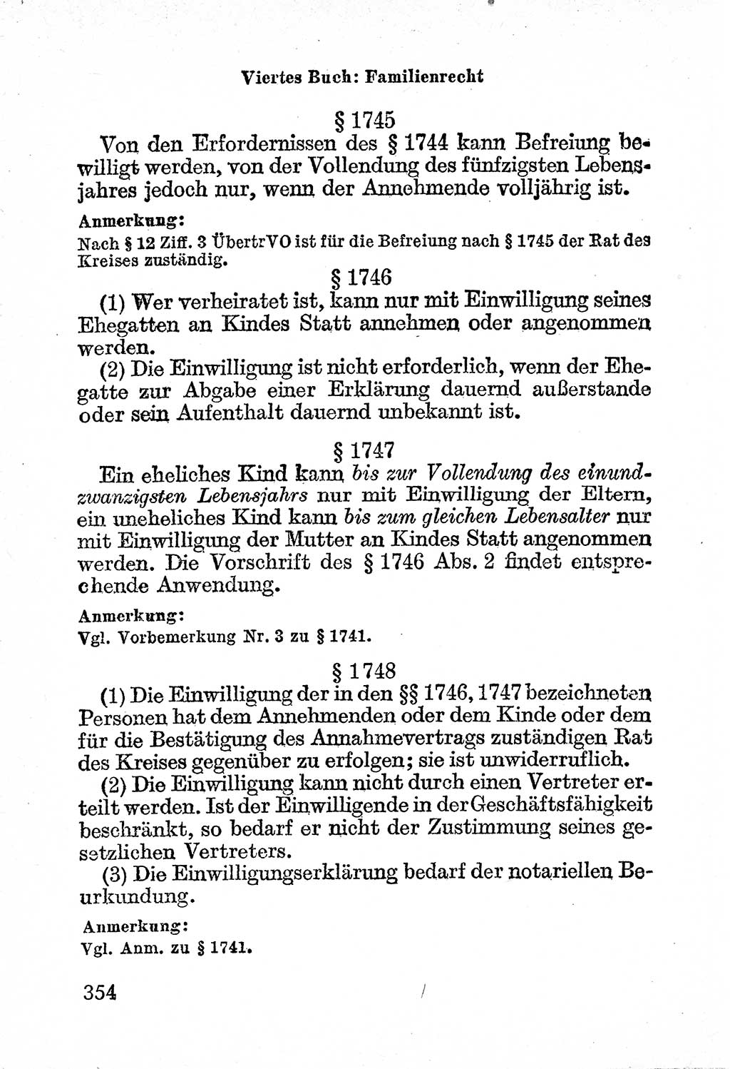 Bürgerliches Gesetzbuch (BGB) nebst wichtigen Nebengesetzen [Deutsche Demokratische Republik (DDR)] 1956, Seite 354 (BGB Nebenges. DDR 1956, S. 354)